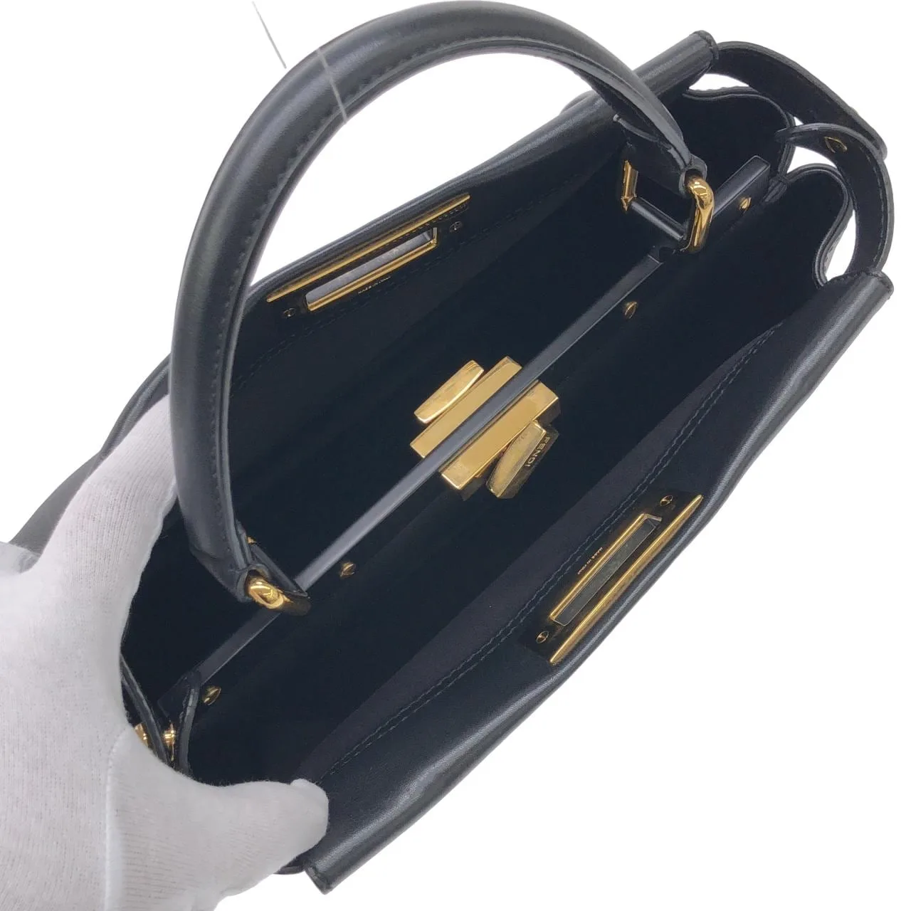 FENDI Peekaboo 8BN290 3ZN Handbag Black Rank B - Thumbnail 7