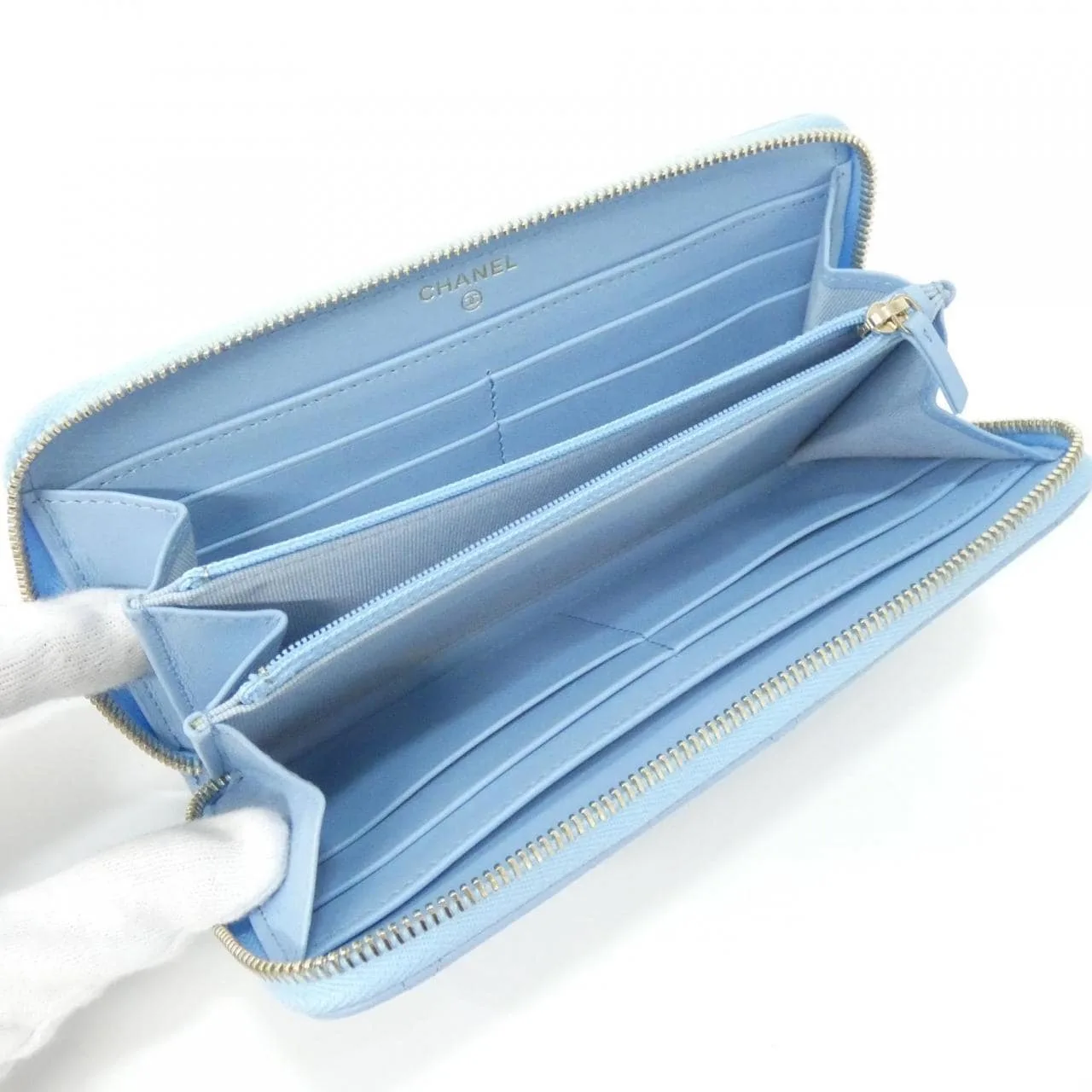 CHANEL Chanel 19 AP1063 Wallet Lambskin 藍色 羊皮 中古品A - 縮圖 7