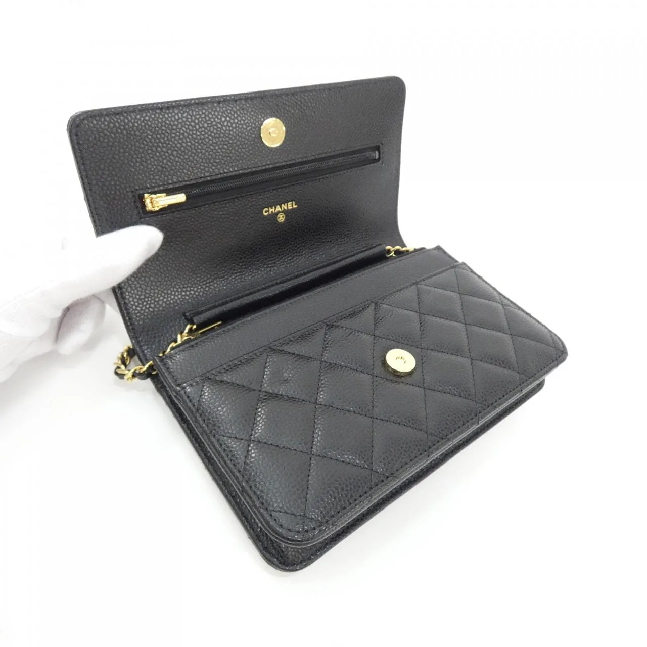 CHANEL Timeless Classic AP0250 Wallet Grained Calfskin 黑色 荔枝紋牛皮 中古品A - 縮圖 6