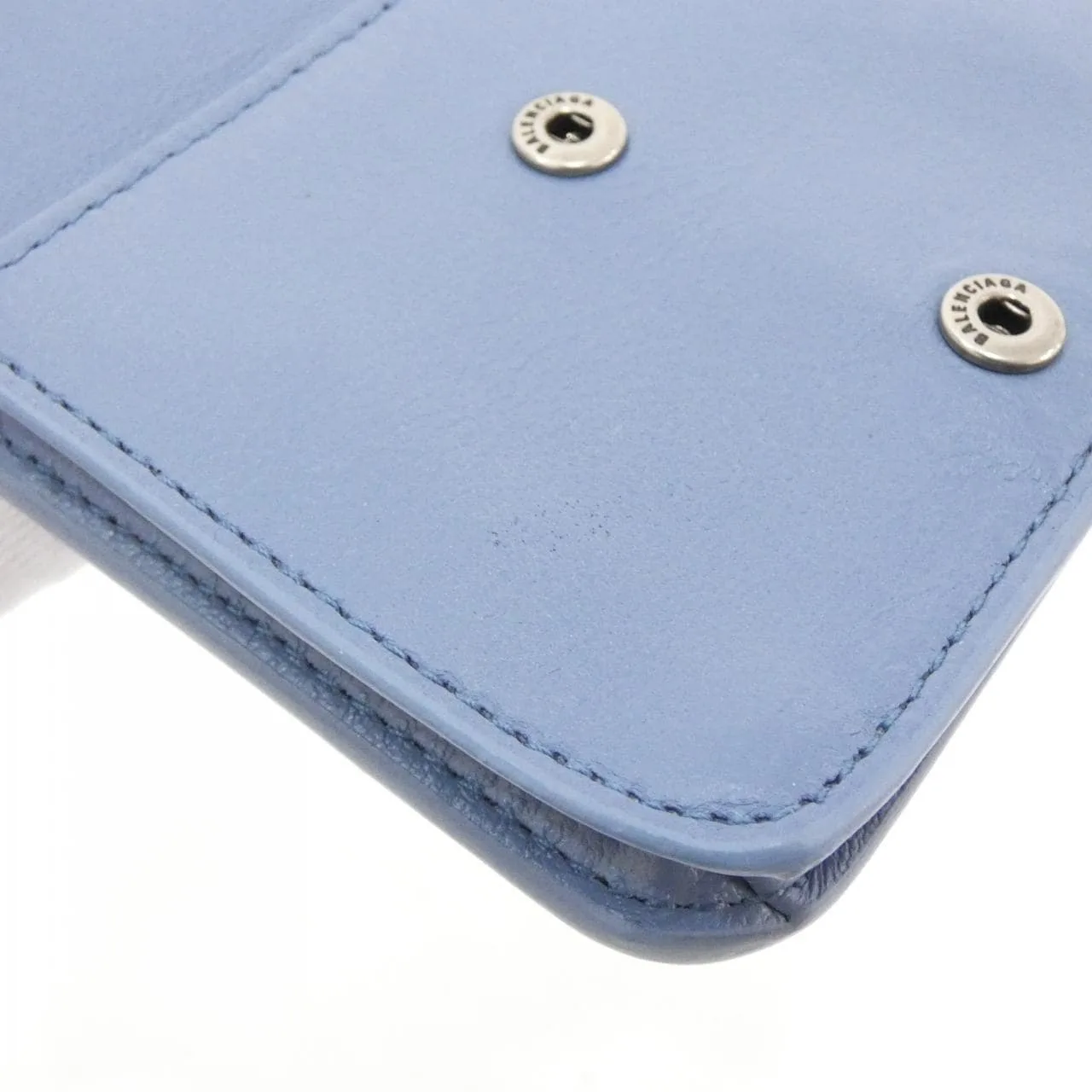 BALENCIAGA 594216 2AAFY Wallet Lambskin 藍色 羊皮 中古品A - 縮圖 4