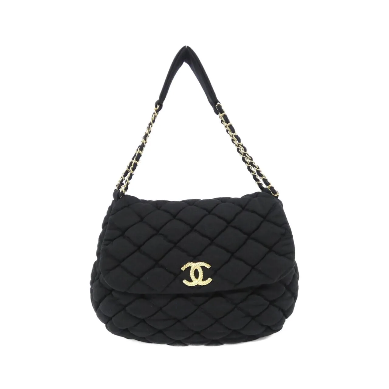 CHANEL Shoulder Canvas Black