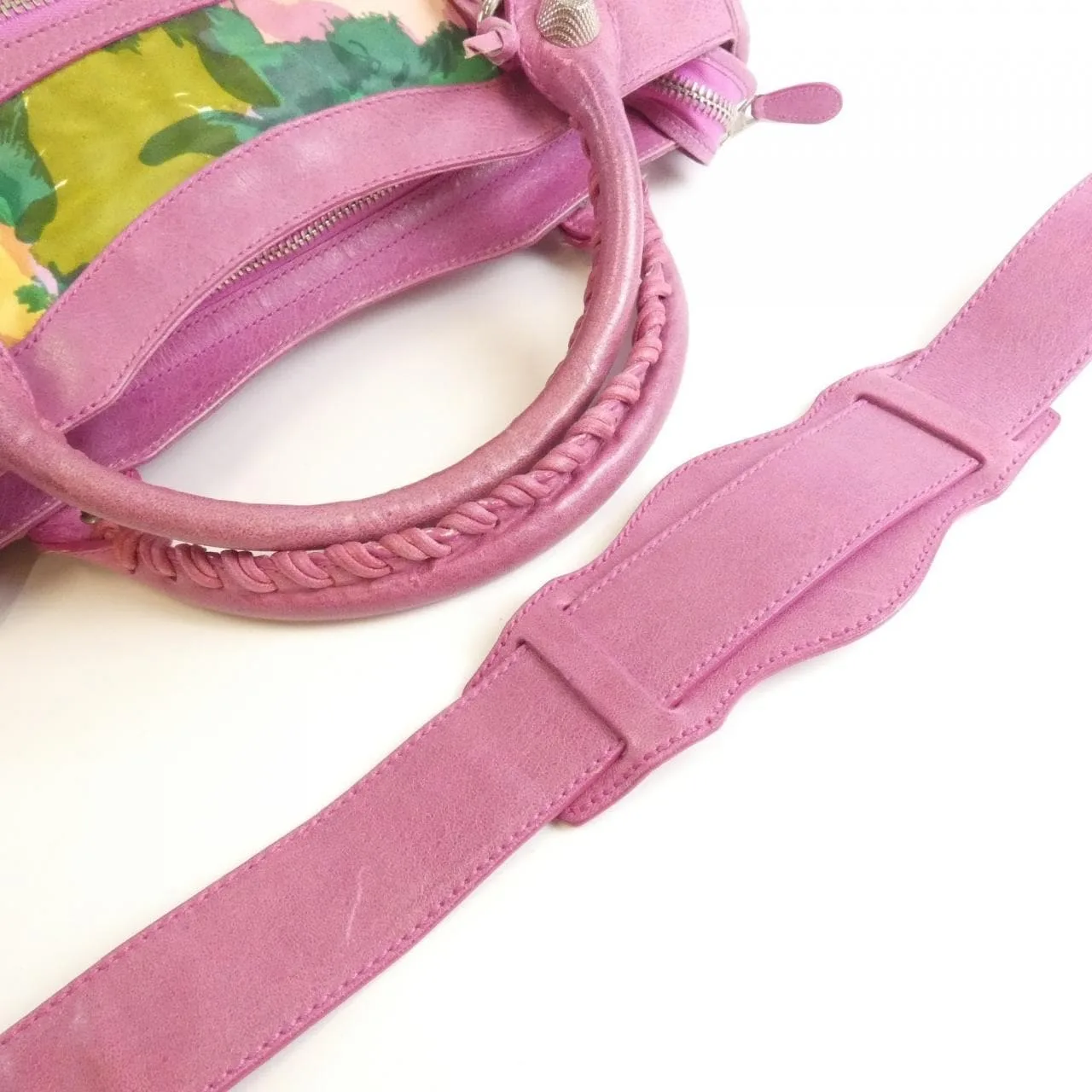 BALENCIAGA Le City 173084 FIF2N Handbag Nylon 粉色 尼龍 中古品B - 縮圖 9