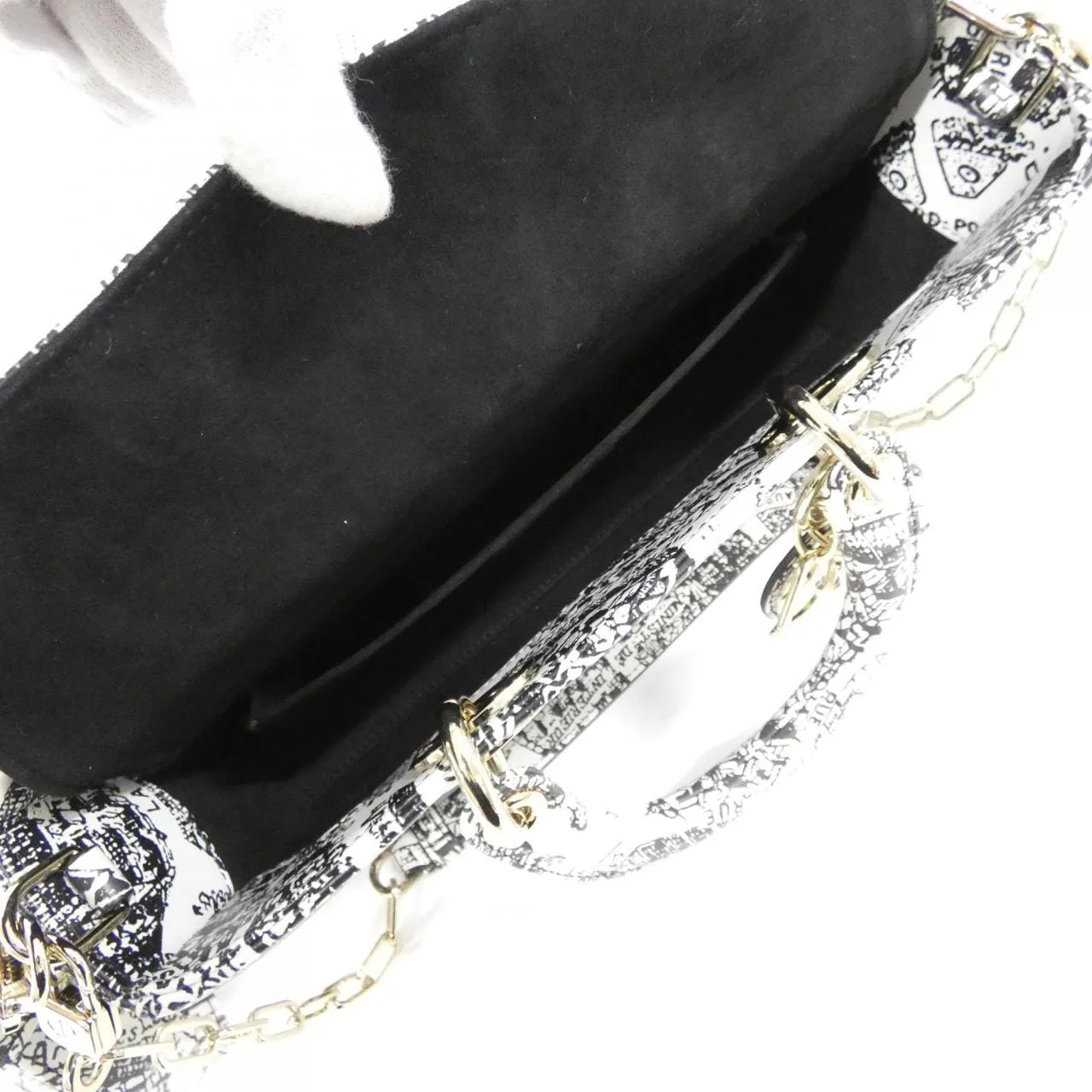 DIOR Handbag Leather 黑色 皮革 中古品A - 縮圖 8