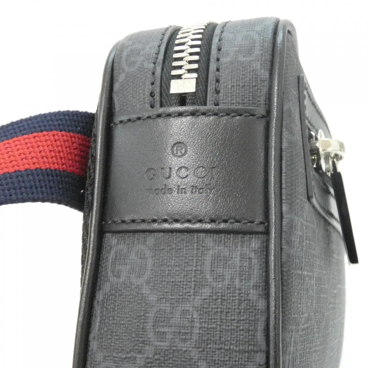 GUCCI 792094 FADJM Belt Canvas 黑色 帆布 中古品A - 縮圖 4