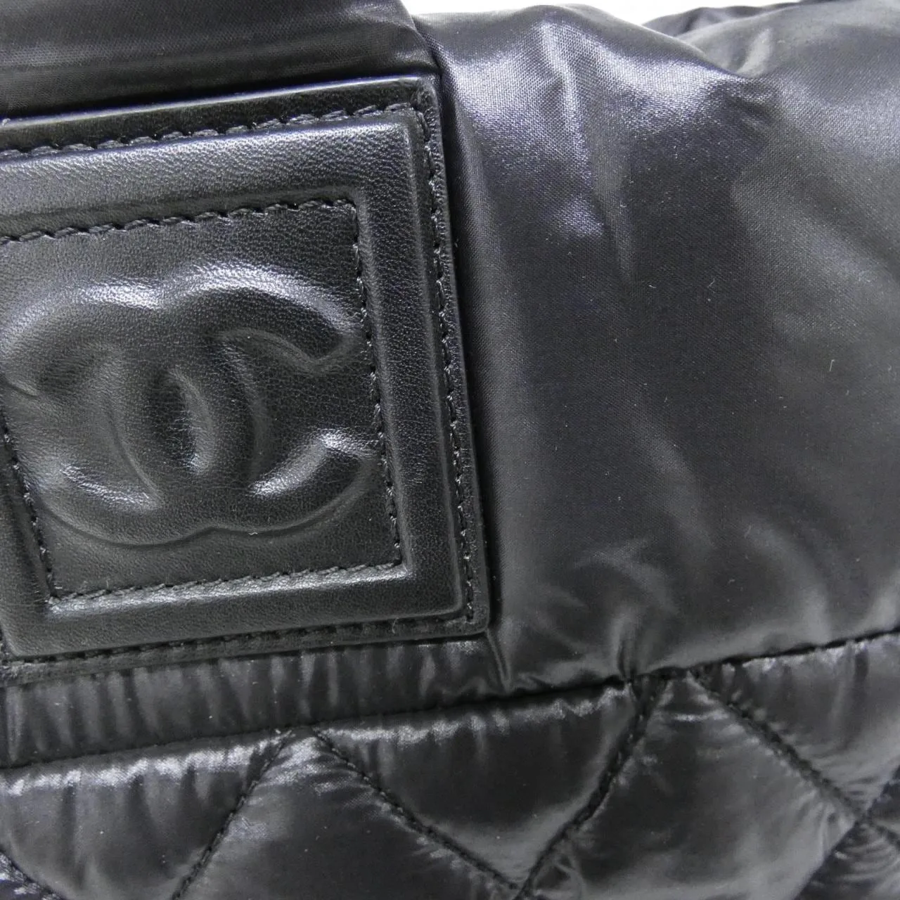 CHANEL Deauville 48610 Handbag Nylon Black Nylon Rank A - Thumbnail 4