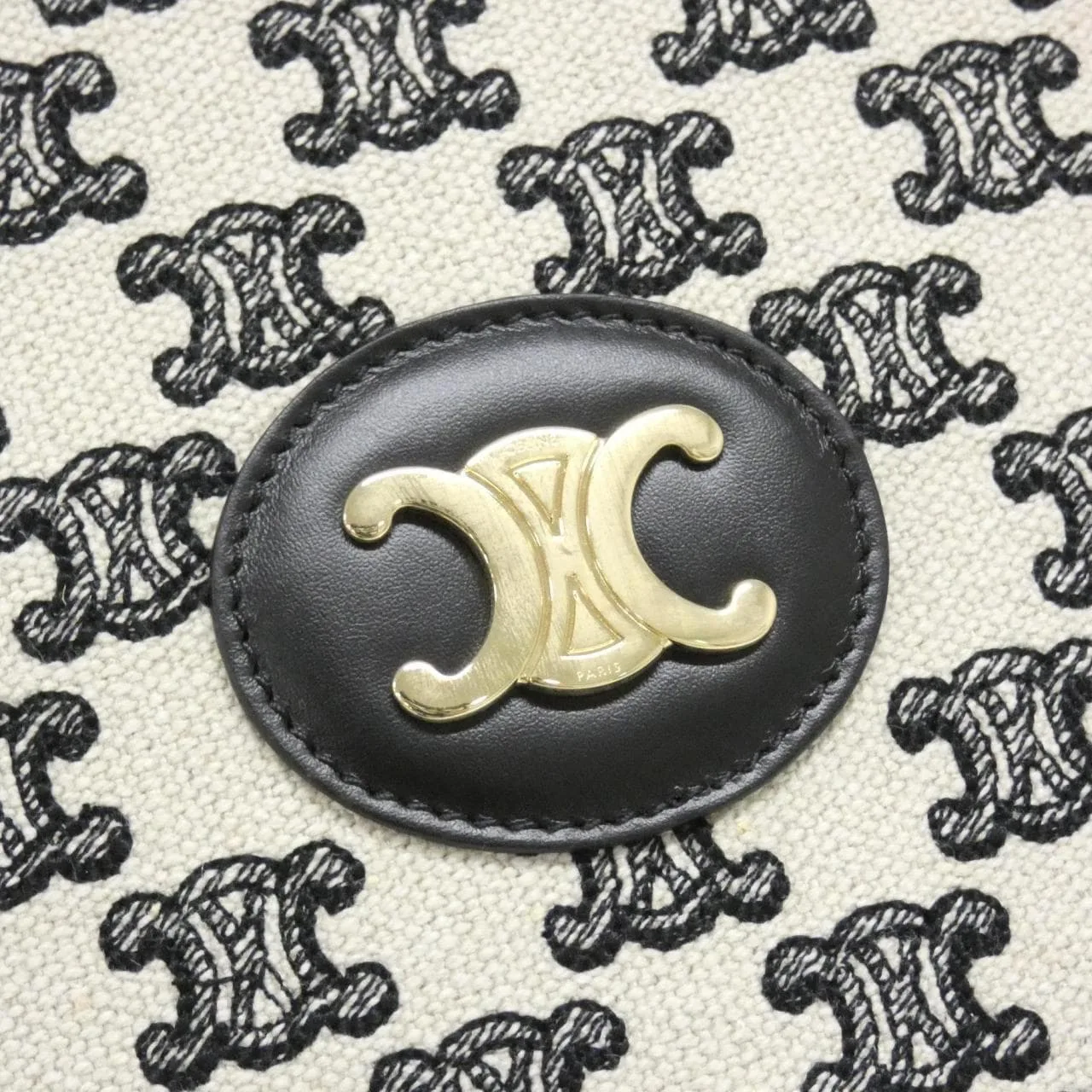 CELINE Cabas 194352CS8 Handbag Canvas 黑色 帆布 中古品A - 縮圖 4