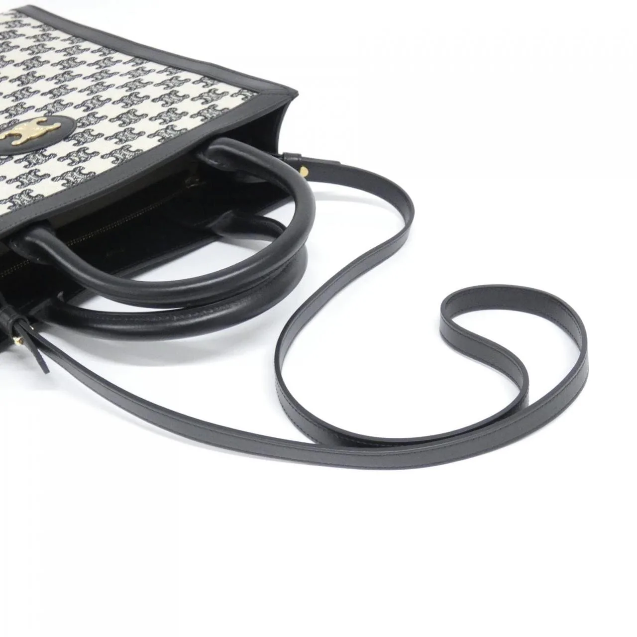 CELINE Cabas 194352CS8 Handbag Canvas 黑色 帆布 中古品A - 縮圖 6