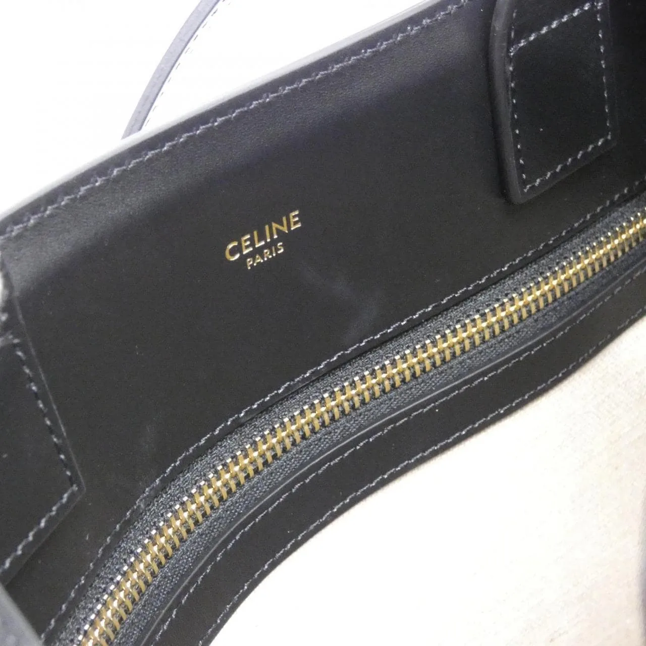 CELINE Cabas 194352CS8 Handbag Canvas 黑色 帆布 中古品A - 縮圖 8