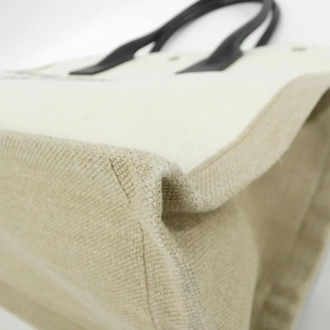 SAINT LAURENT 617481 FAABR 手提包 棉 黑色 Cotton 中古品A - 縮圖 3