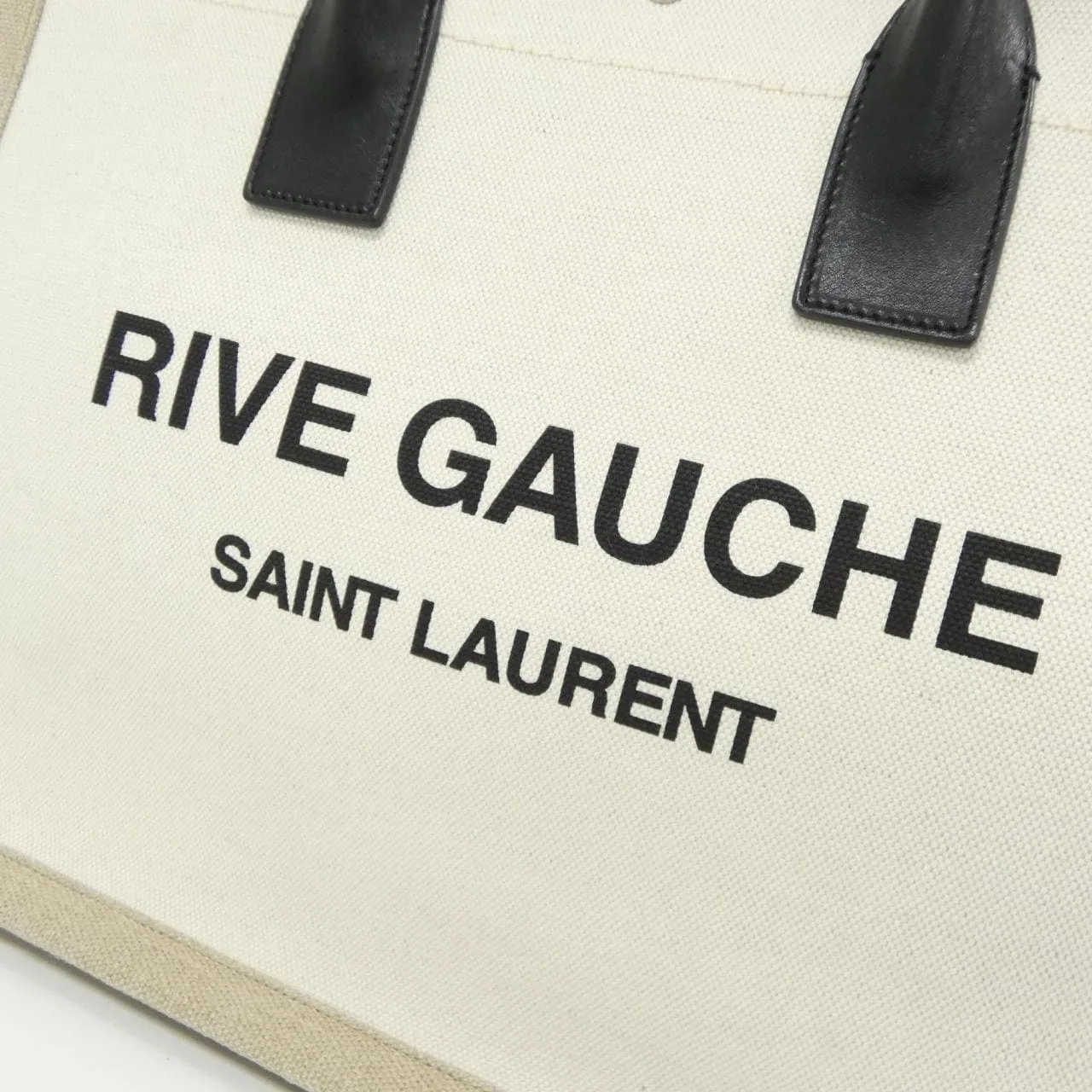 SAINT LAURENT 617481 FAABR 手提包 棉 黑色 Cotton 中古品A - 縮圖 4