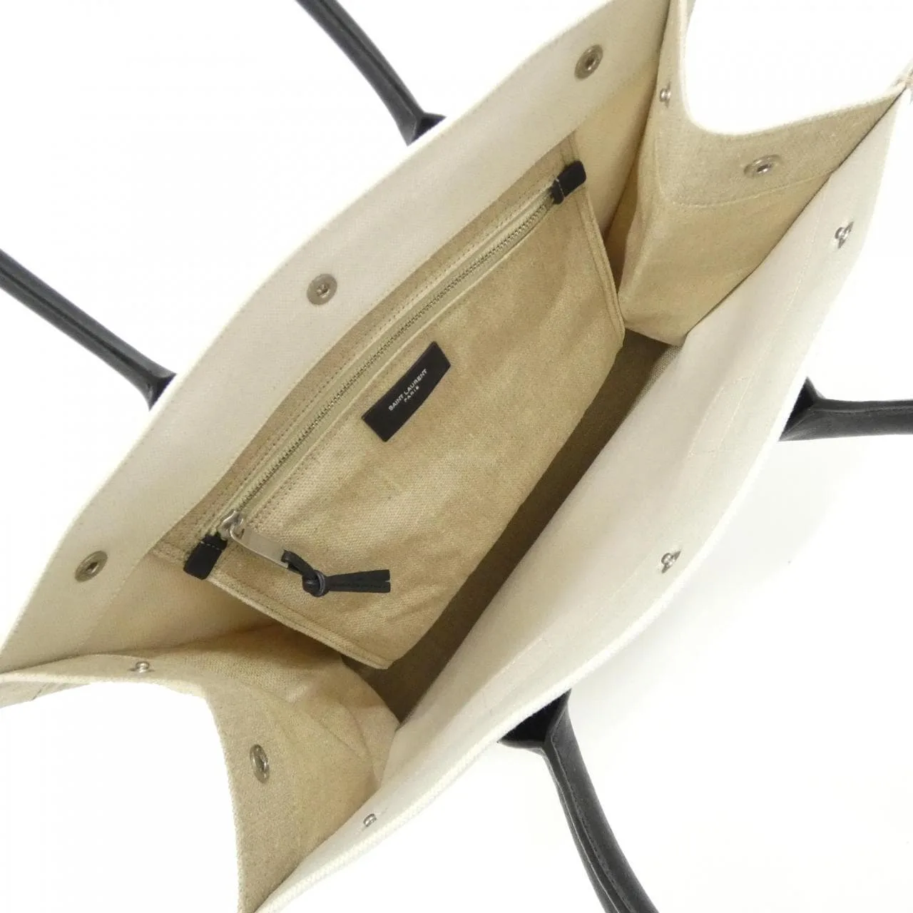 SAINT LAURENT 617481 FAABR 手提包 棉 黑色 Cotton 中古品A - 縮圖 9