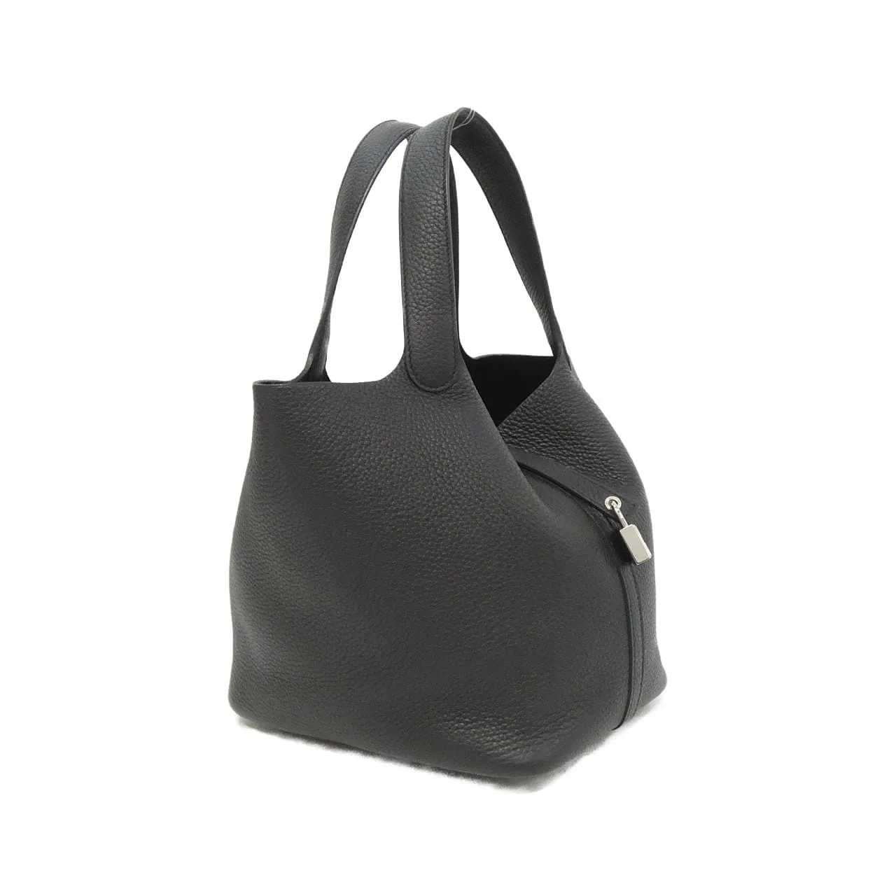HERMES Picotin 060991CK Handbag Clemence Black