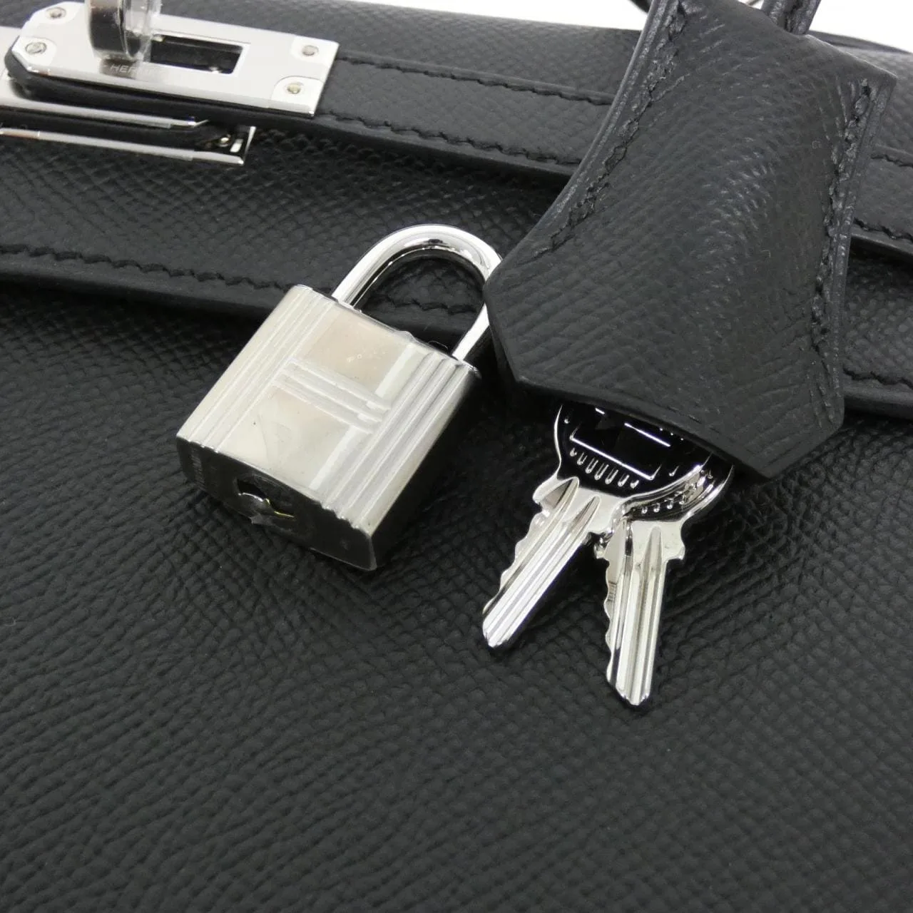 HERMES Kelly 038416CK Handbag Epsom Black Epsom Leather Rank A - Thumbnail 5