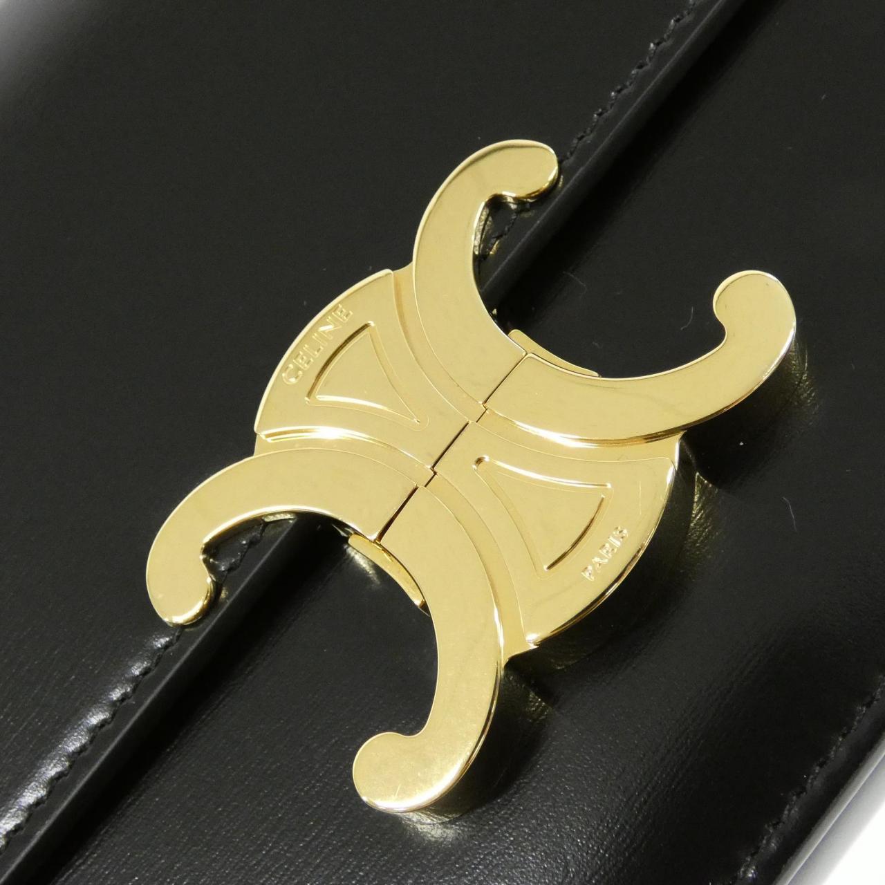 CELINE Triomphe 188423BF4 Shoulder Bag 黑色 中古品A - 縮圖 4