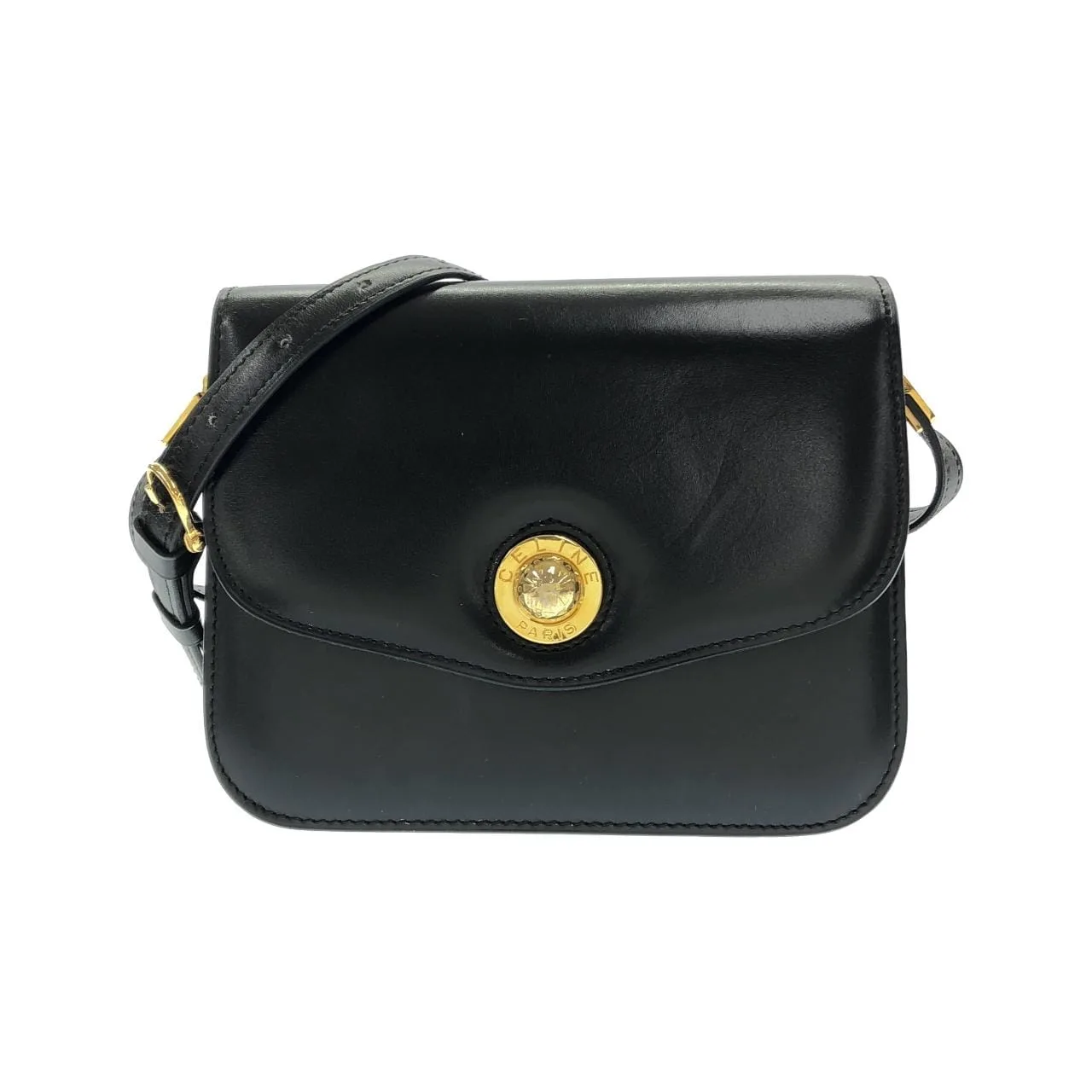 CELINE Shoulder Leather Black