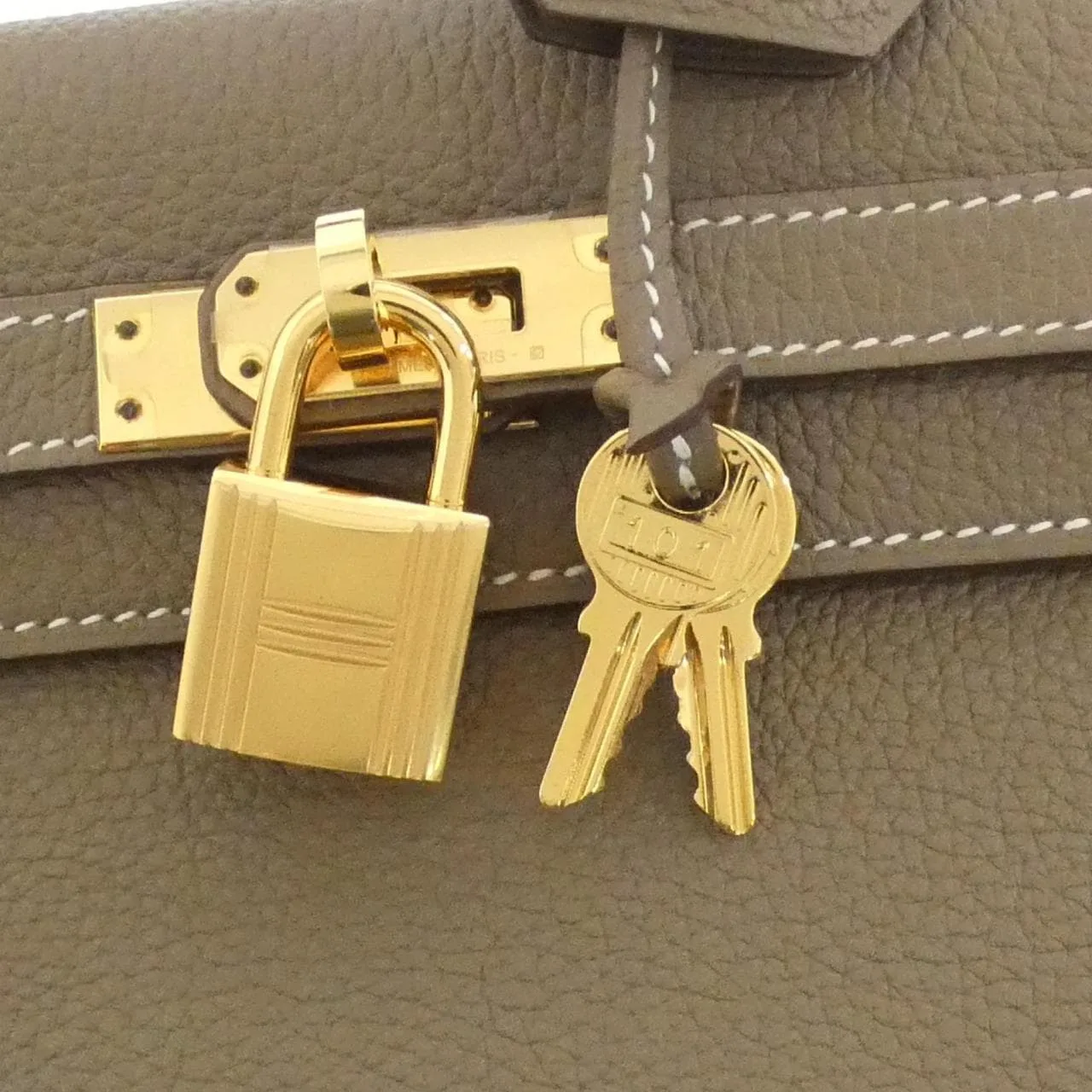 HERMES Kelly 044624CC Handbag Togo Etoupe Togo Leather Rank A - Thumbnail 4