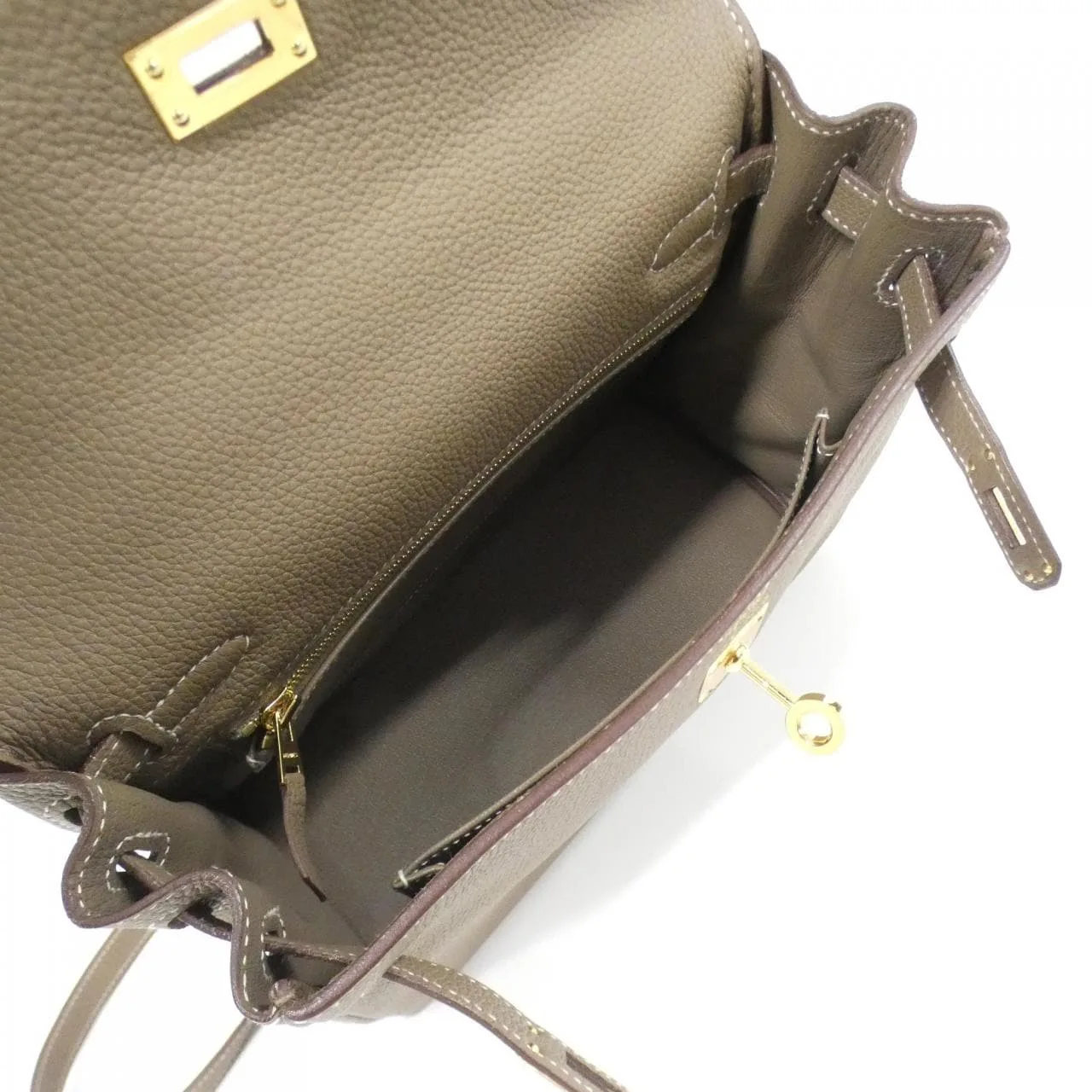 HERMES Kelly 044624CC Handbag Togo Etoupe Togo Leather Rank A - Thumbnail 10