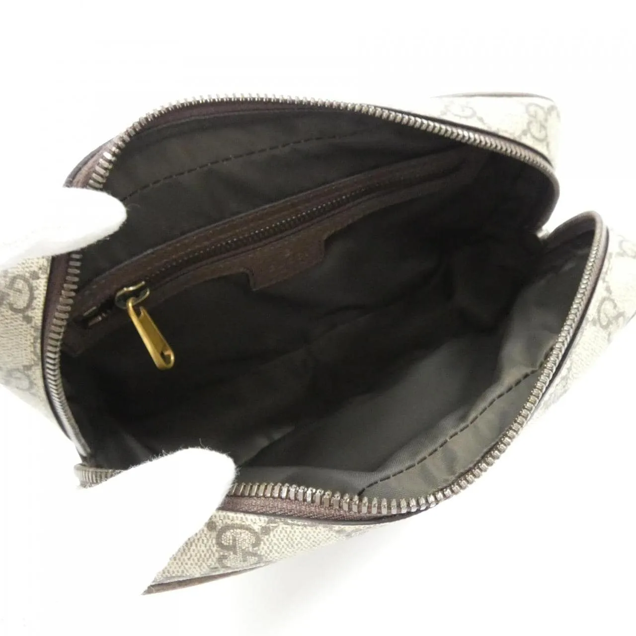 GUCCI 760019 96IWT Pouch Canvas 黑色 帆布 中古品A - 縮圖 6