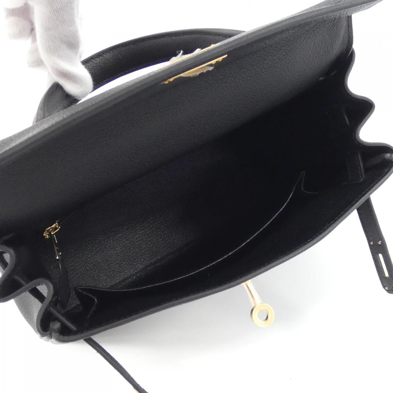 HERMES HERMÈS Kelly 044624CM Bag Togo Black Togo Leather - Thumbnail 4