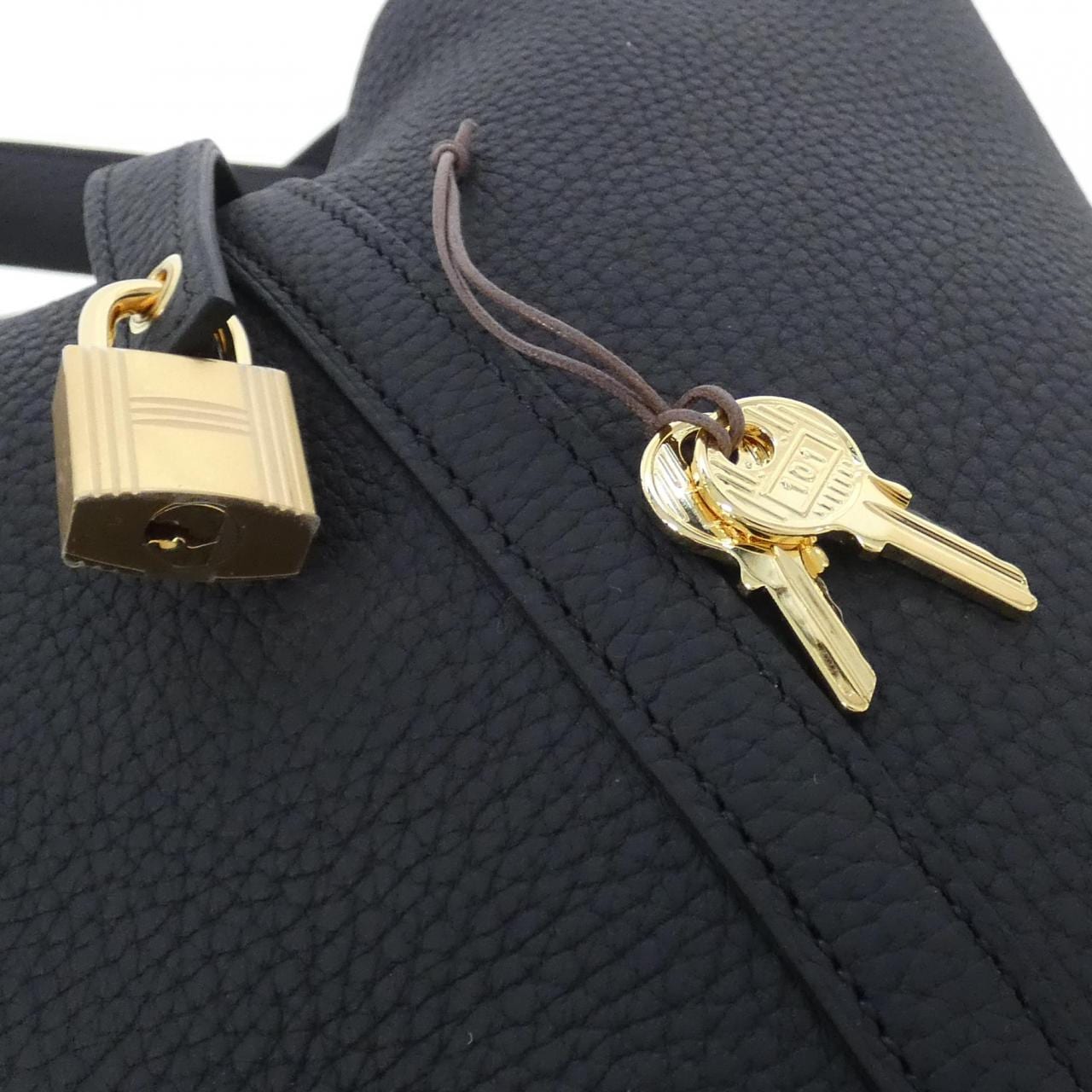 HERMES HERMÈS Picotin 060991CC Bag Clemence Black Clemence Leather - Thumbnail 3