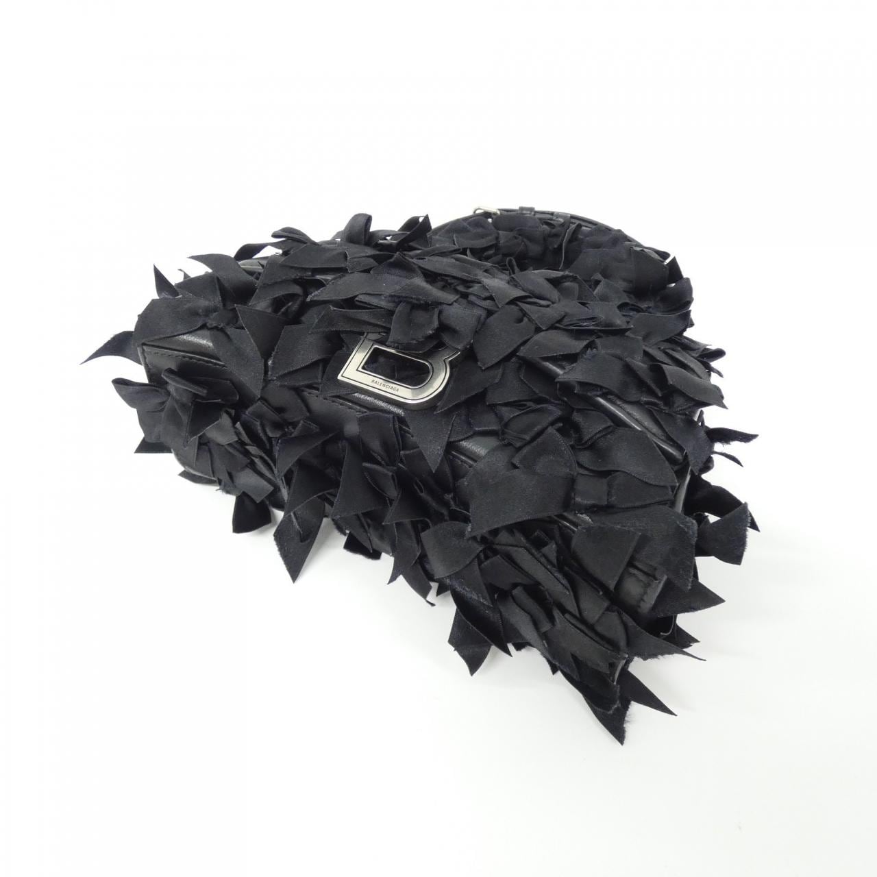 BALENCIAGA Hourglass 748749 2AAGQ Bag Satin 黑色 緞面 - 縮圖 3