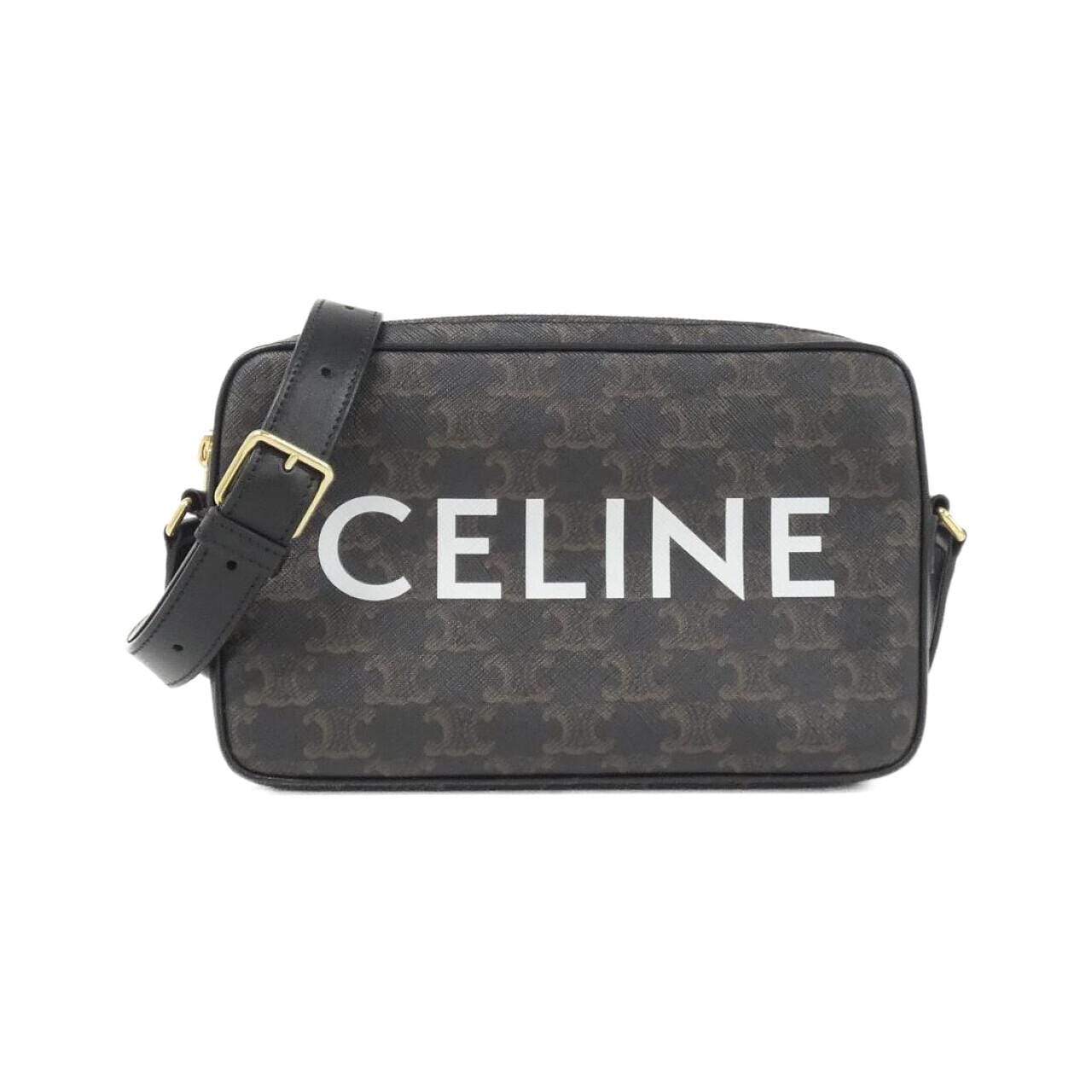 CELINE Triomphe 194502CIM Shoulder Bag Canvas Black