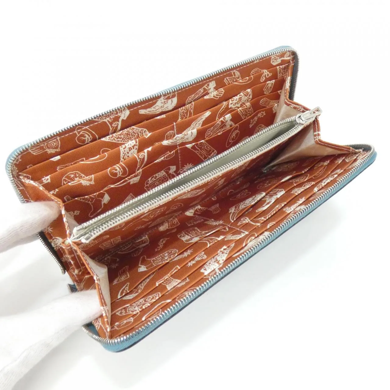 HERMES 085270CK Wallet Epsom Blue Epsom Leather Rank A - Thumbnail 4