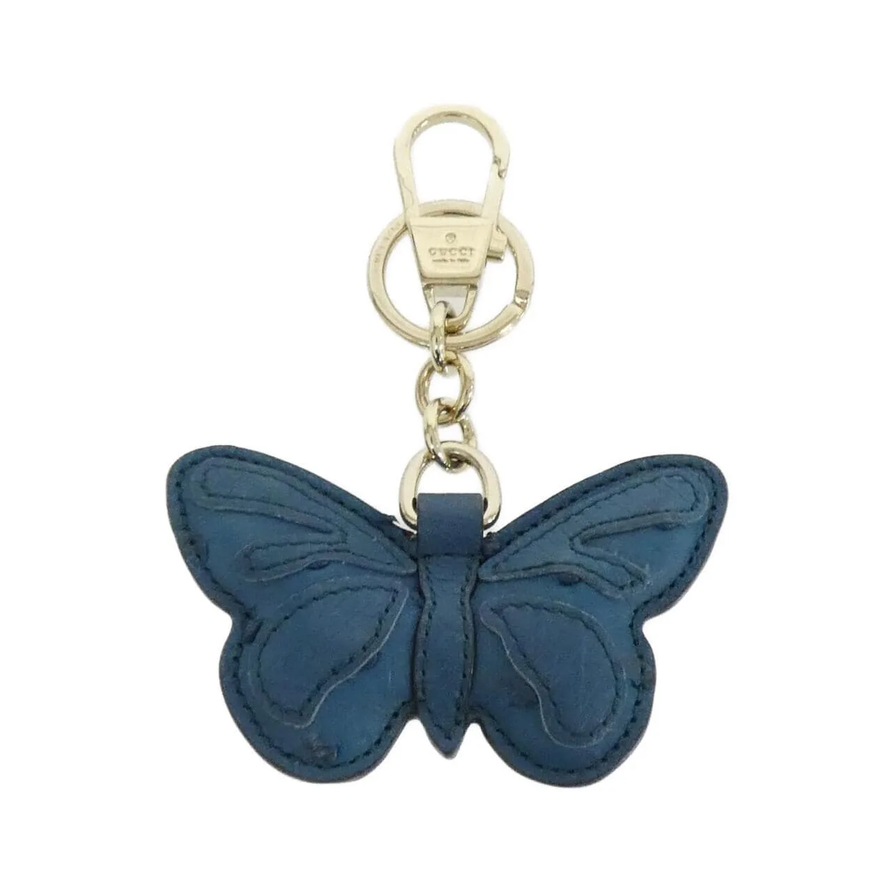 GUCCI Key Case Ostrich Blue