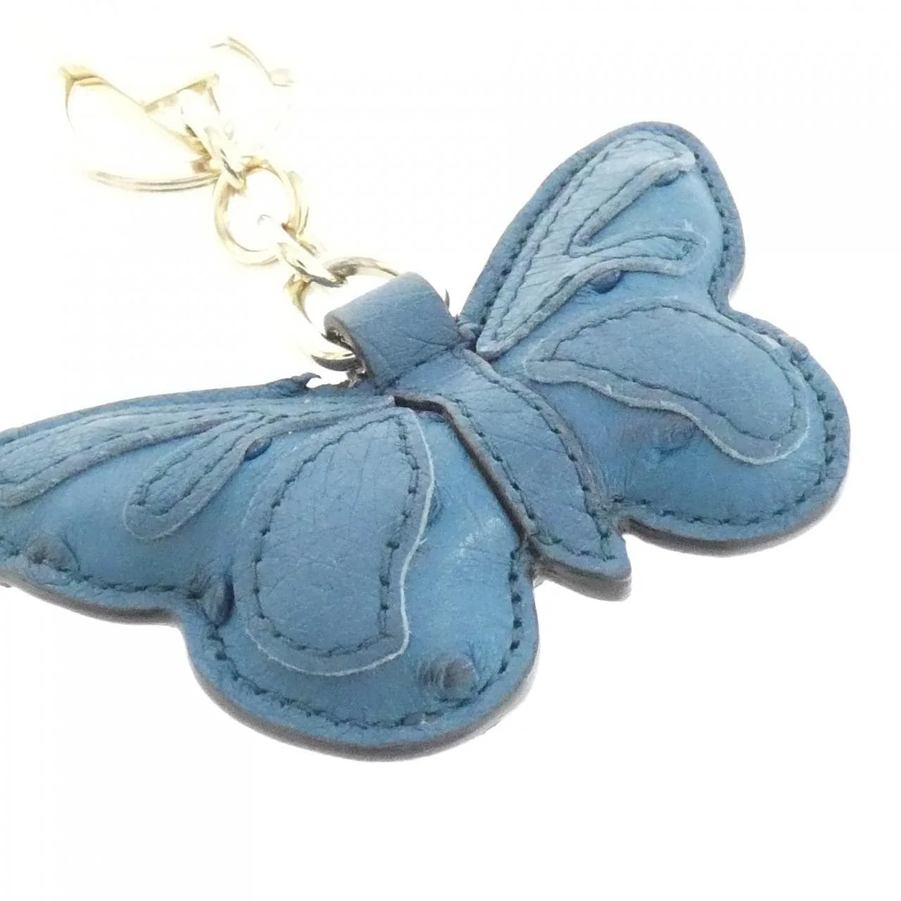 GUCCI Key Case Ostrich Blue Ostrich Rank A - Thumbnail 2