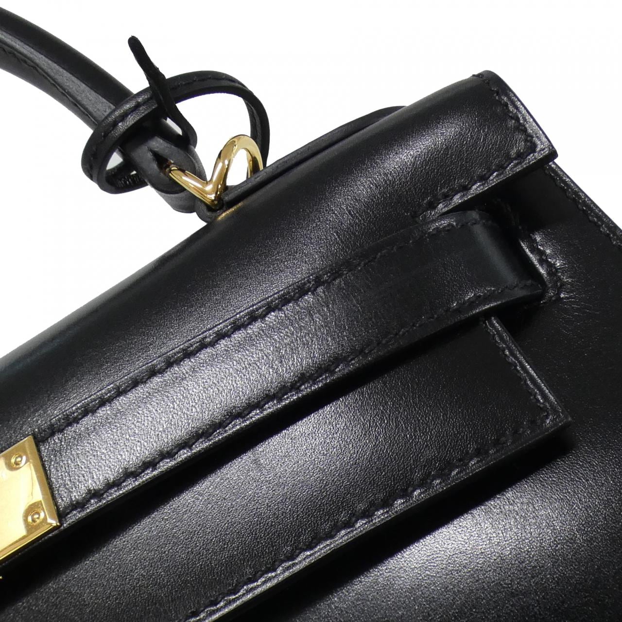 HERMES HERMÈS Kelly 001848CC Bag Box Calf Black Box Calf Leather - Thumbnail 7