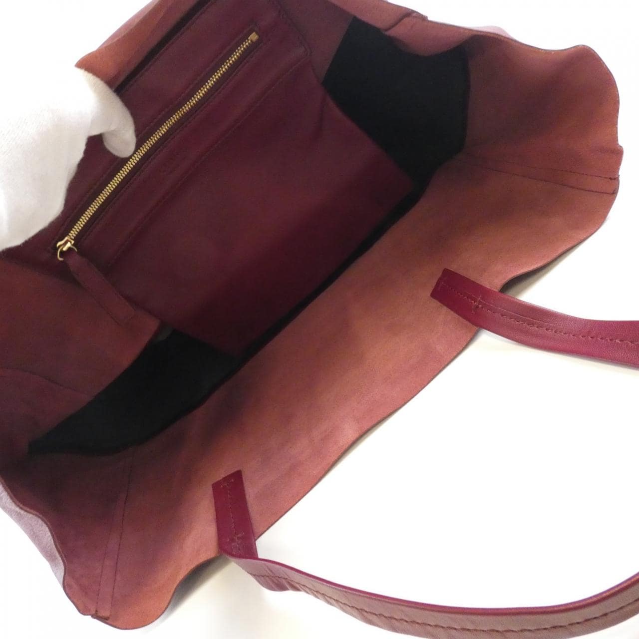 CELINE Cabas 169263EBT Bag Lambskin 黑色 羊皮 中古品A - 縮圖 7