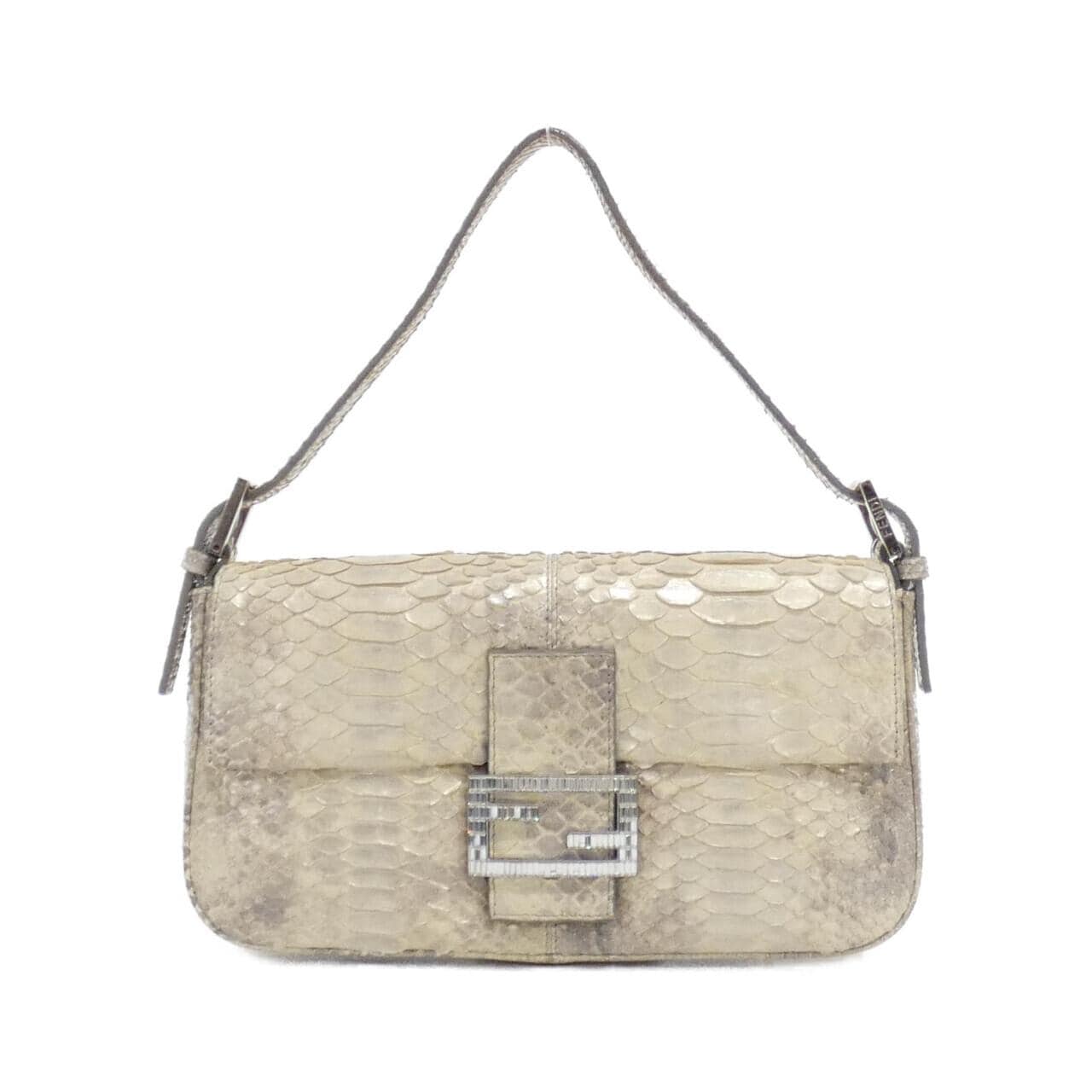 FENDI Baguette 8BR000 JW7 Shoulder Bag Python Black