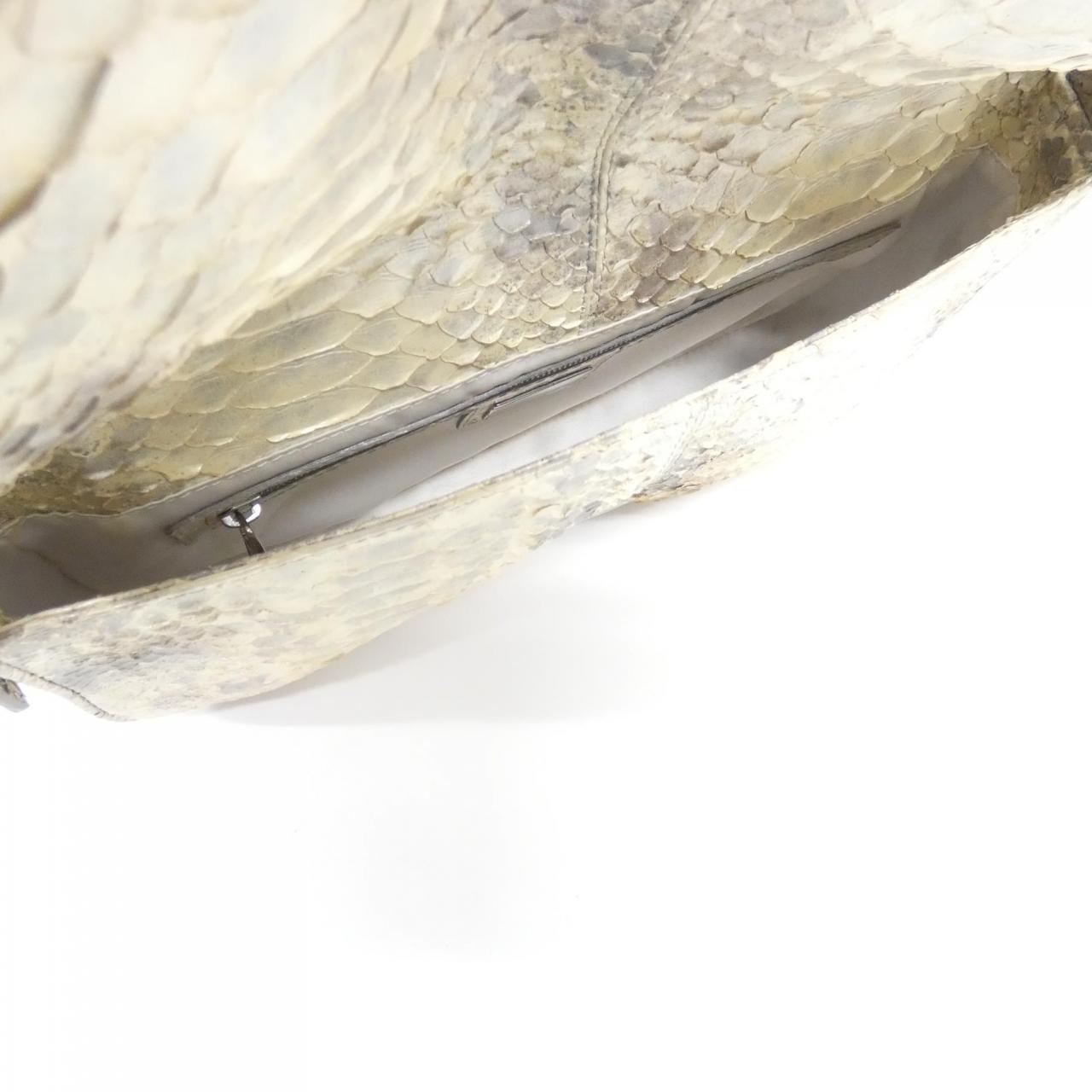 FENDI Baguette 8BR000 JW7 Shoulder Bag Python Black Python - Thumbnail 9