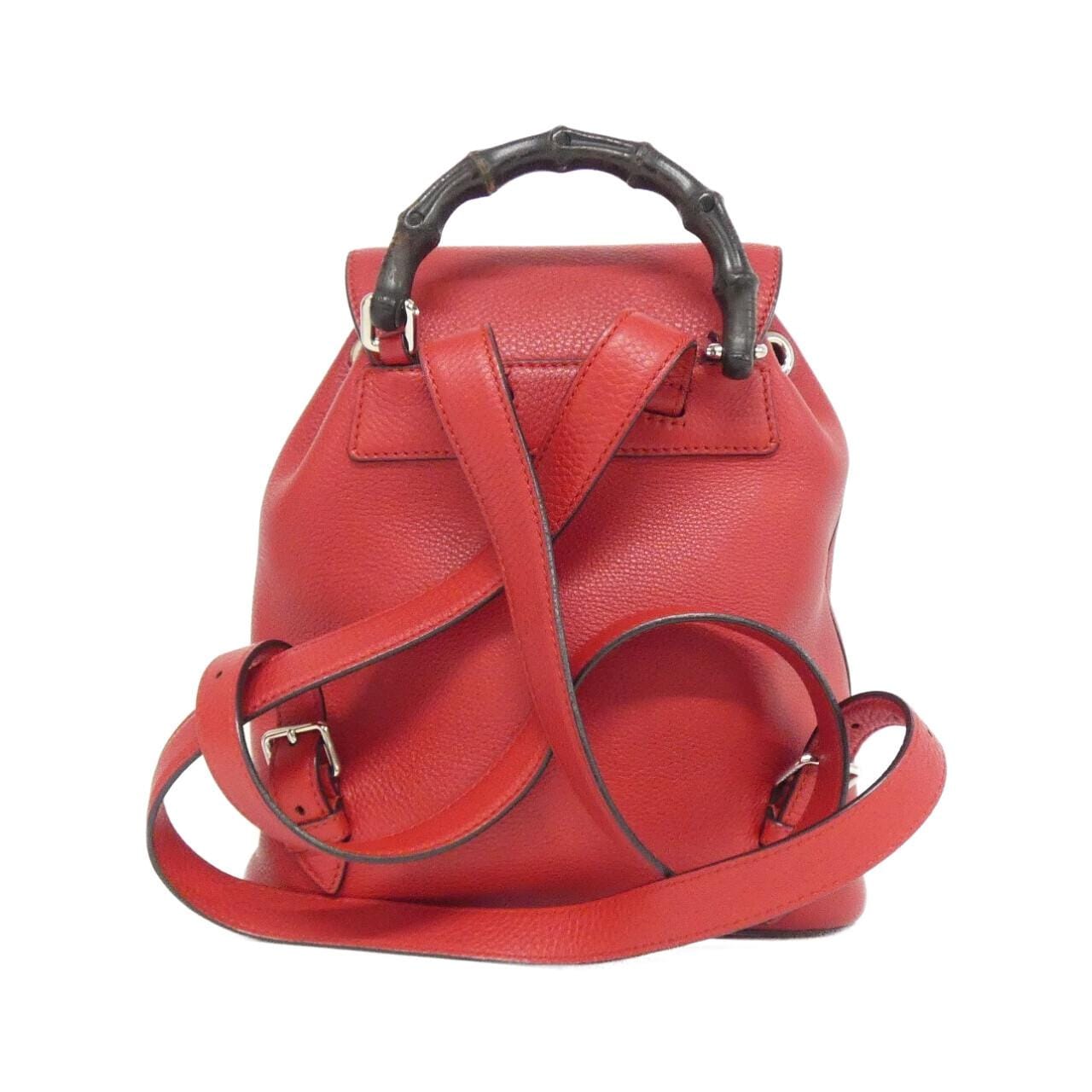 GUCCI 387149 A7M0N Backpack Leather Red Leather Rank A - Thumbnail 2