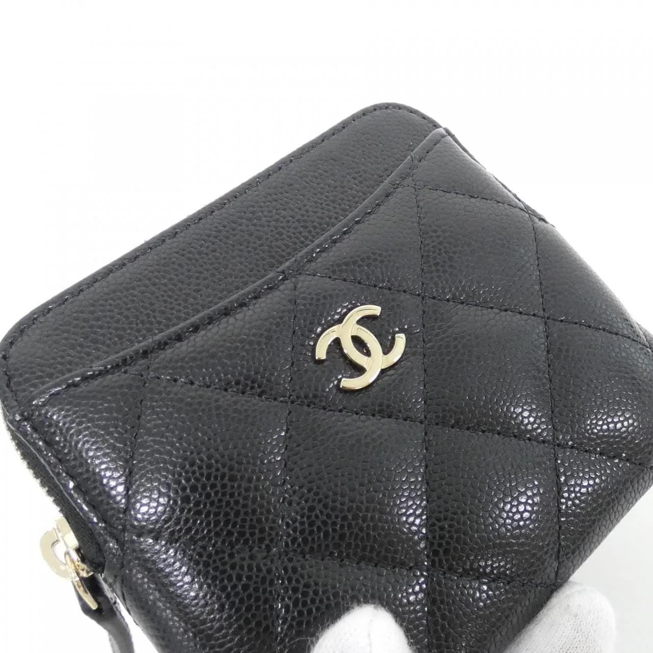 CHANEL Timeless Classic AP2061 Coin Case Grained Calfskin 黑色 荔枝紋牛皮 中古品A - 縮圖 3