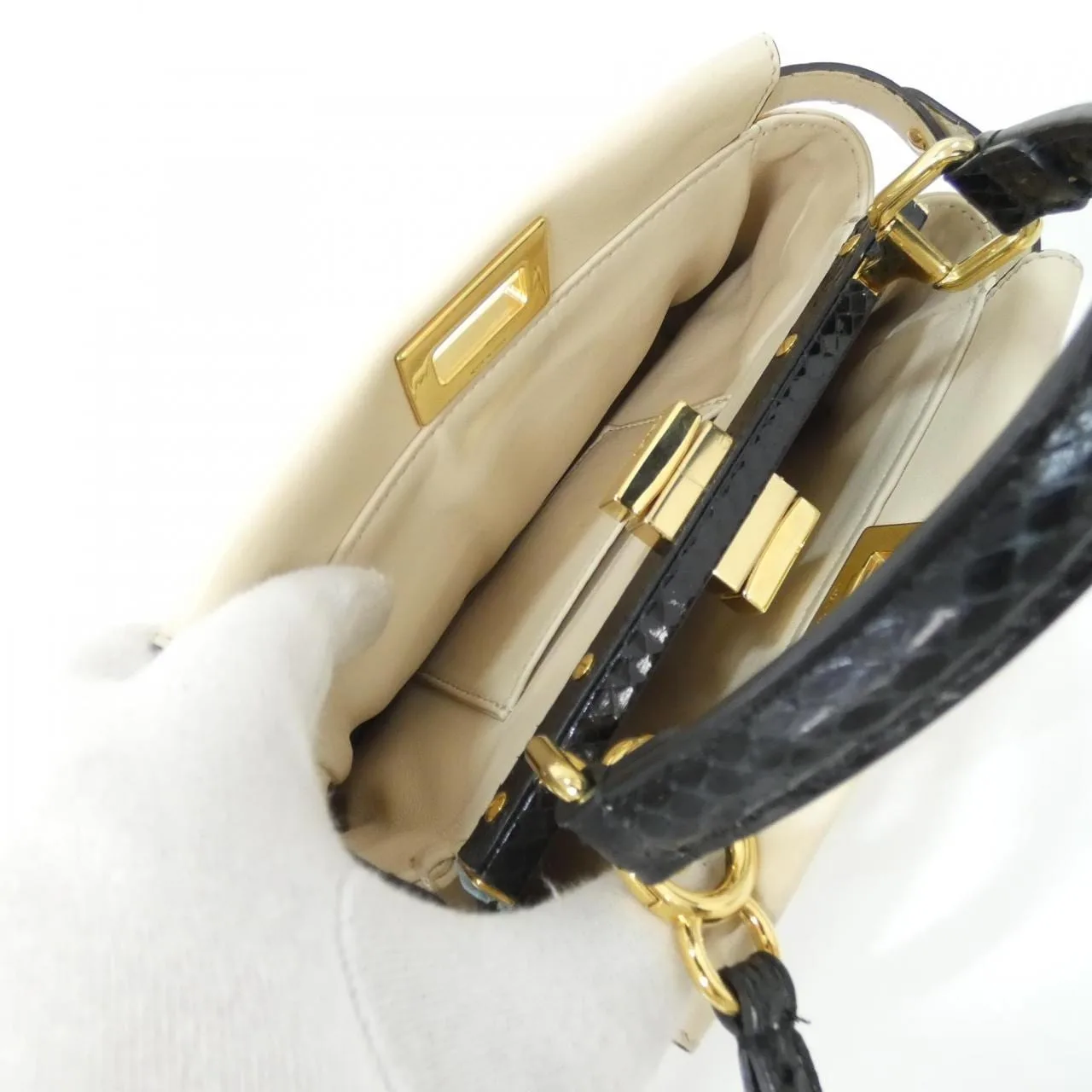 FENDI Peekaboo 8BN244 A0VJ Handbag Lambskin Black Lambskin Rank A - Thumbnail 9