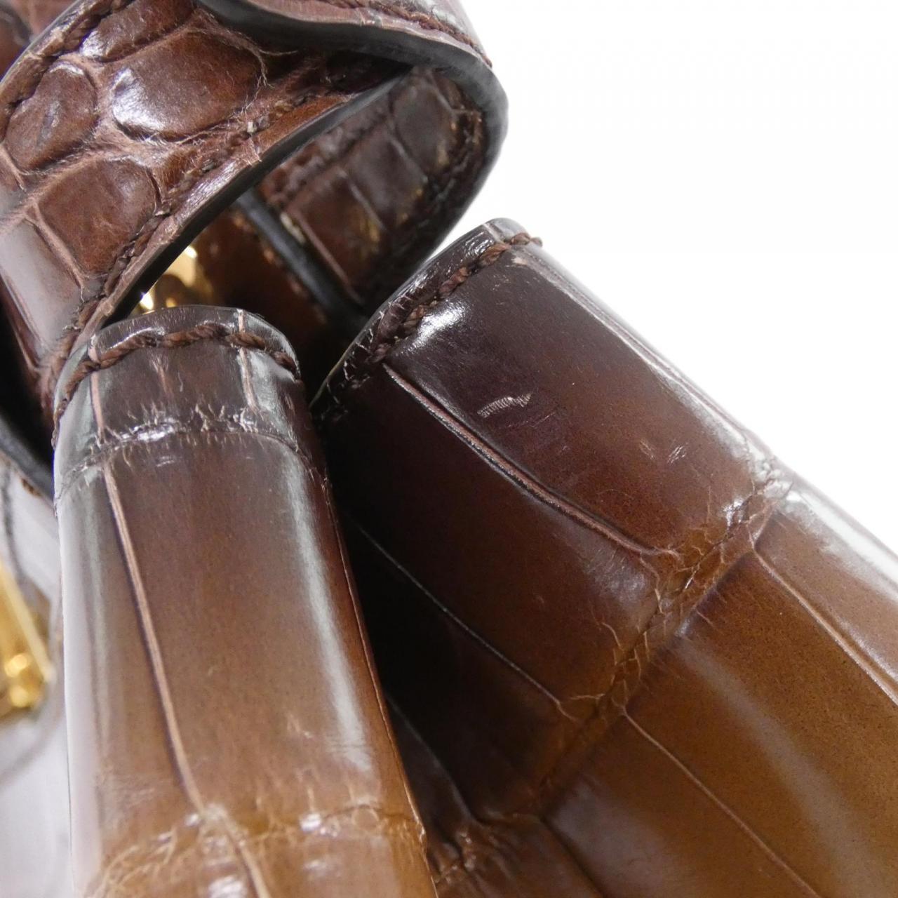 FENDI Peekaboo 8BN244 ADIK Handbag Crocodile 黑色 鱷魚皮 中古品A - 縮圖 5