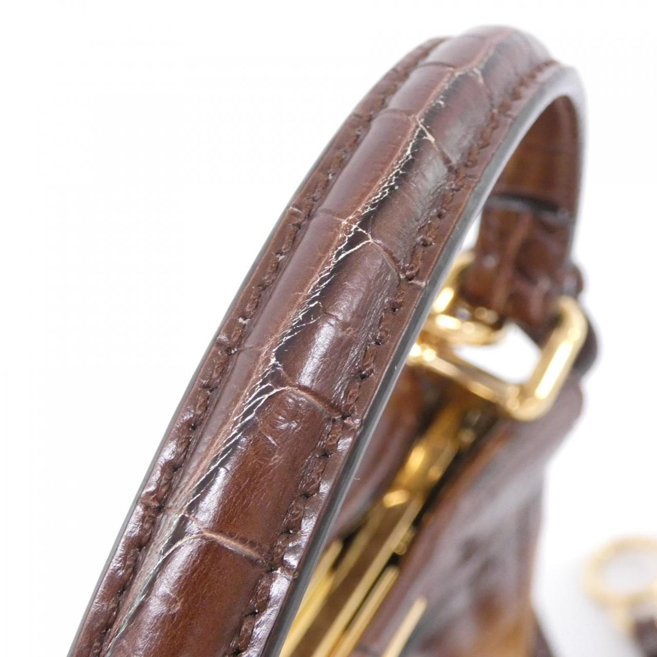 FENDI Peekaboo 8BN244 ADIK Handbag Crocodile 黑色 鱷魚皮 中古品A - 縮圖 6