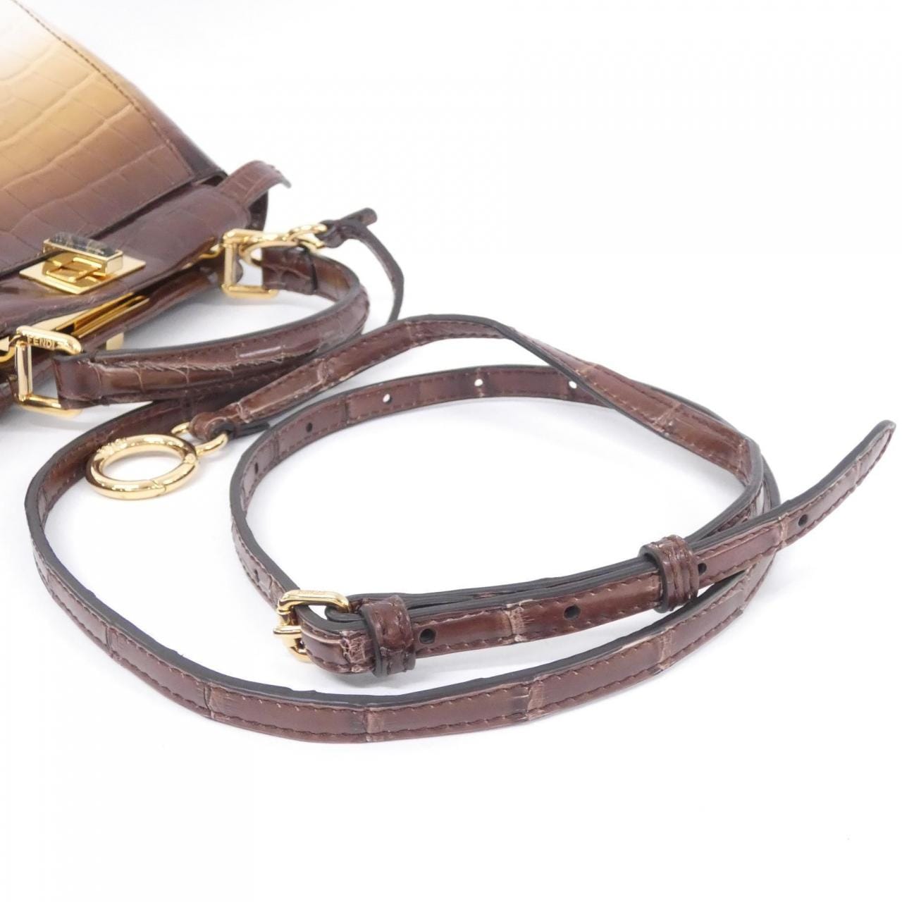 FENDI Peekaboo 8BN244 ADIK Handbag Crocodile 黑色 鱷魚皮 中古品A - 縮圖 7