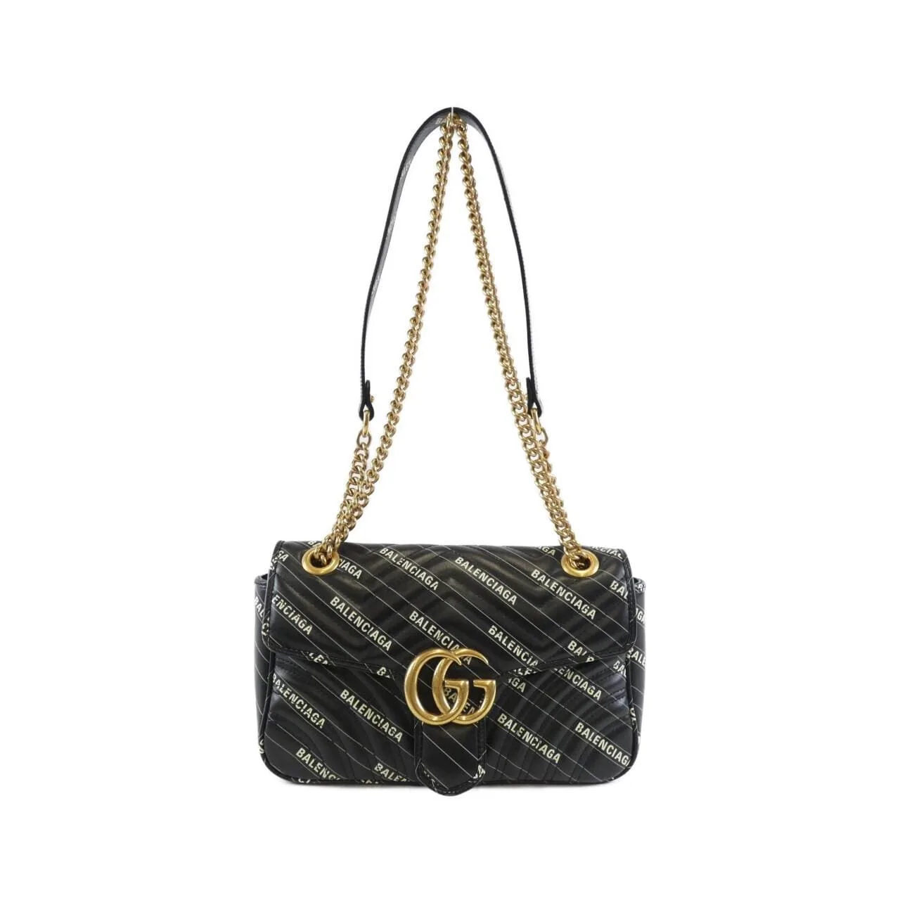 GUCCI Marmont 443497 UK5AT Shoulder Leather Black