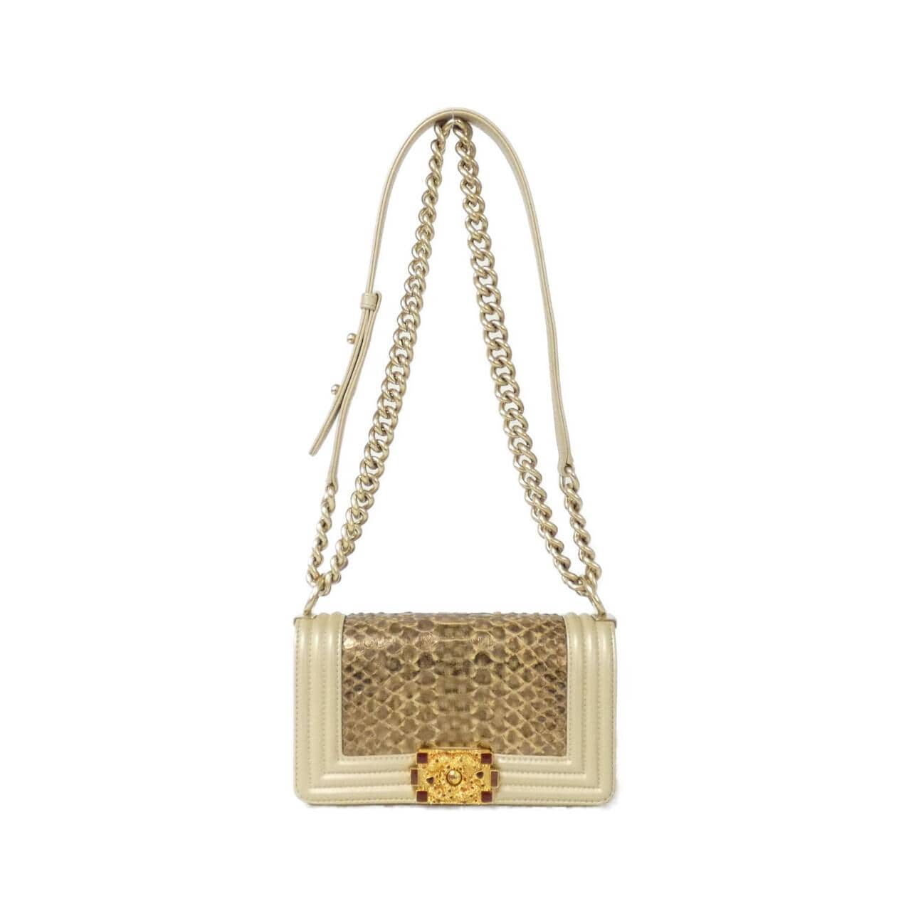 CHANEL Boy Chanel Shoulder Bag Python