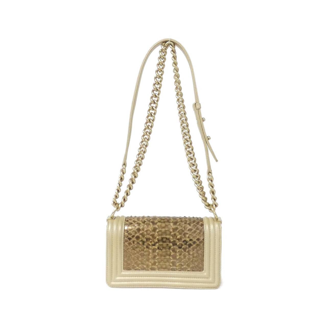 CHANEL Boy Chanel Shoulder Bag Python Gold Python - Thumbnail 2