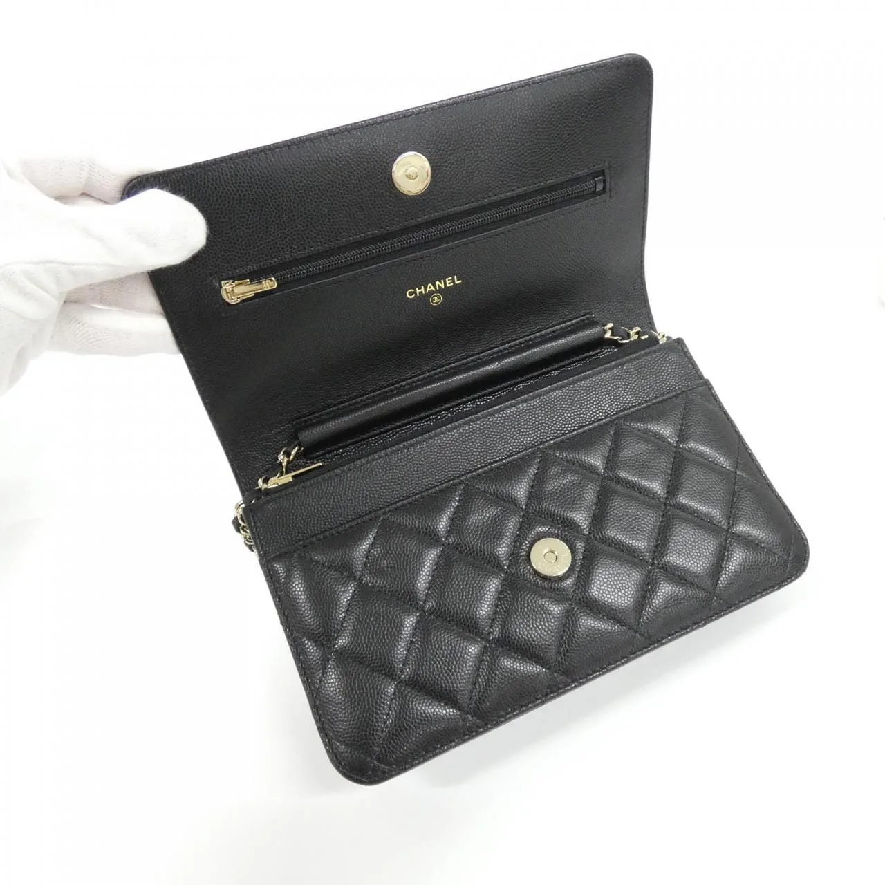 CHANEL AP4171 Wallet Grained Calfskin 黑色 荔枝紋牛皮 中古品A - 縮圖 6