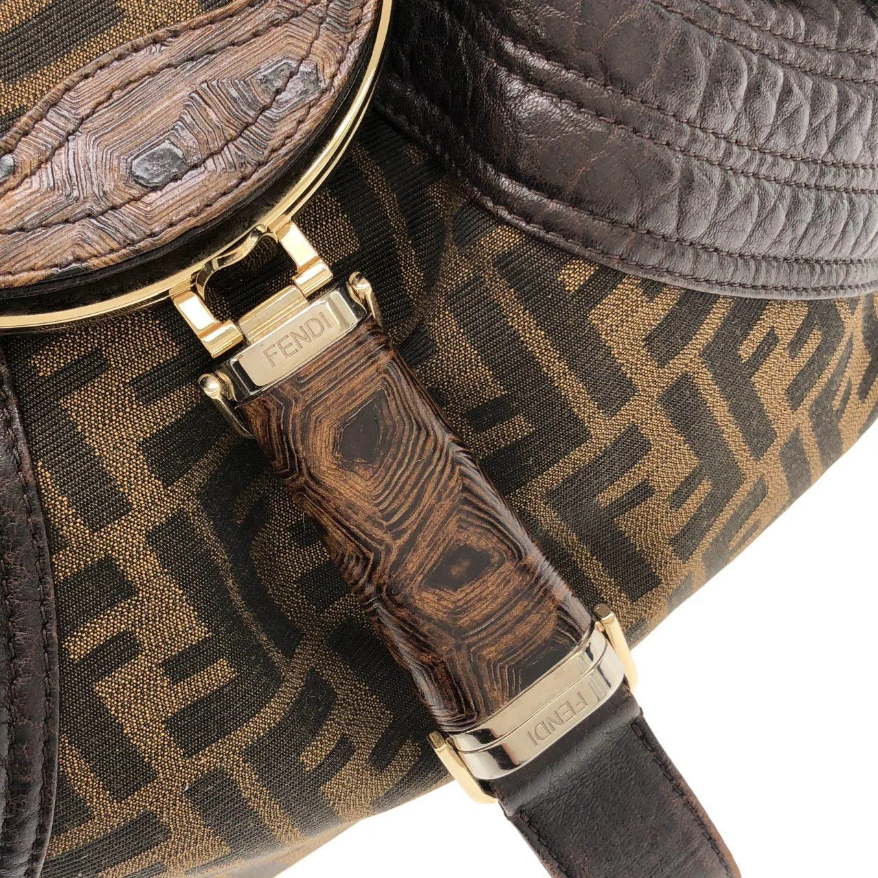 FENDI Baguette 8BR511 RPU Shoulder Canvas 棕色 帆布 中古品A - 縮圖 5
