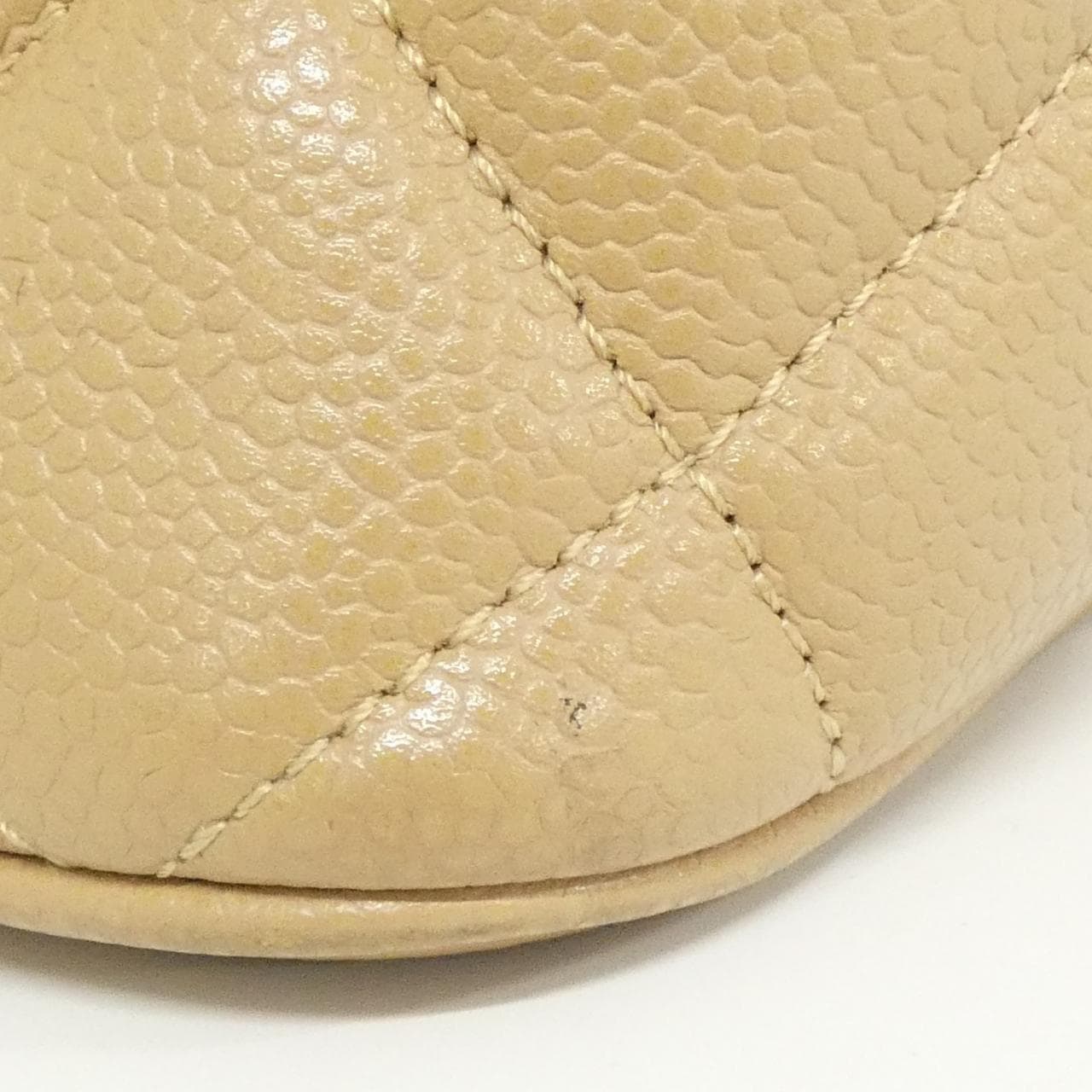 CHANEL Matelasse 1804 Handbag Grained Calfskin 米色 荔枝紋牛皮 中古品A - 縮圖 6