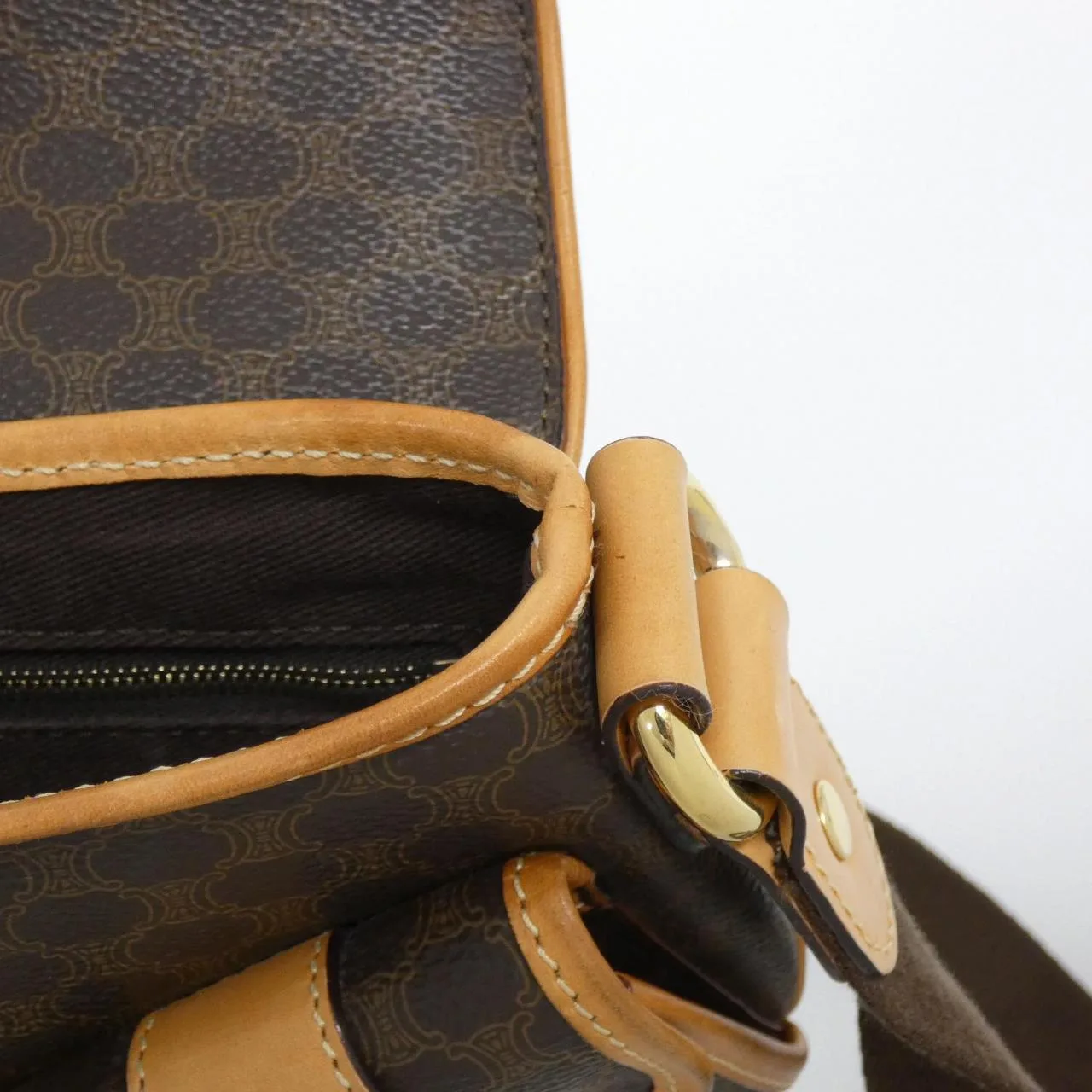 CELINE 肩背包 帆布 棕色 帆布 中古品A - 縮圖 10