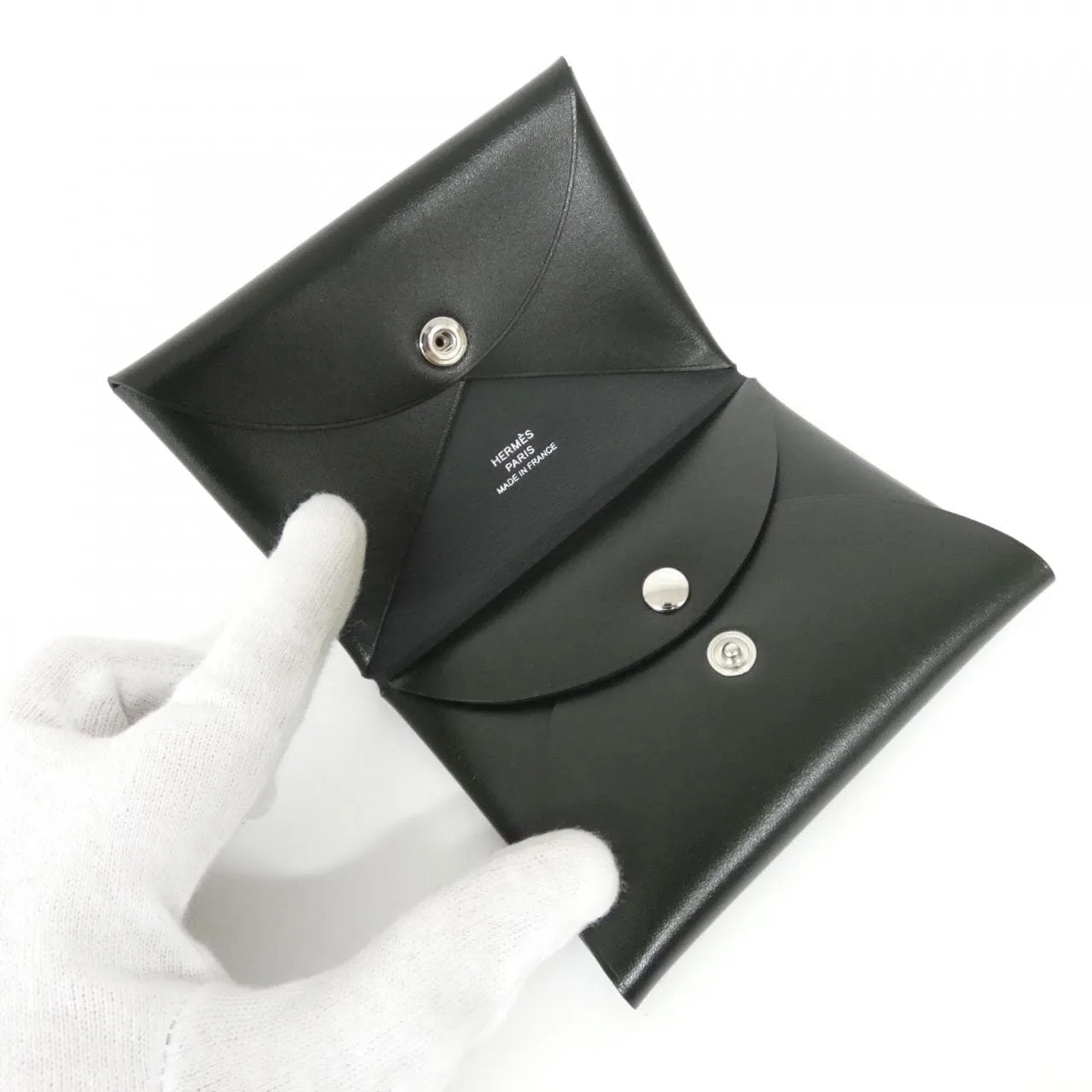 HERMES 084388CK Coin Case Box Calf 黑色 Box 皮 中古品A - 縮圖 3