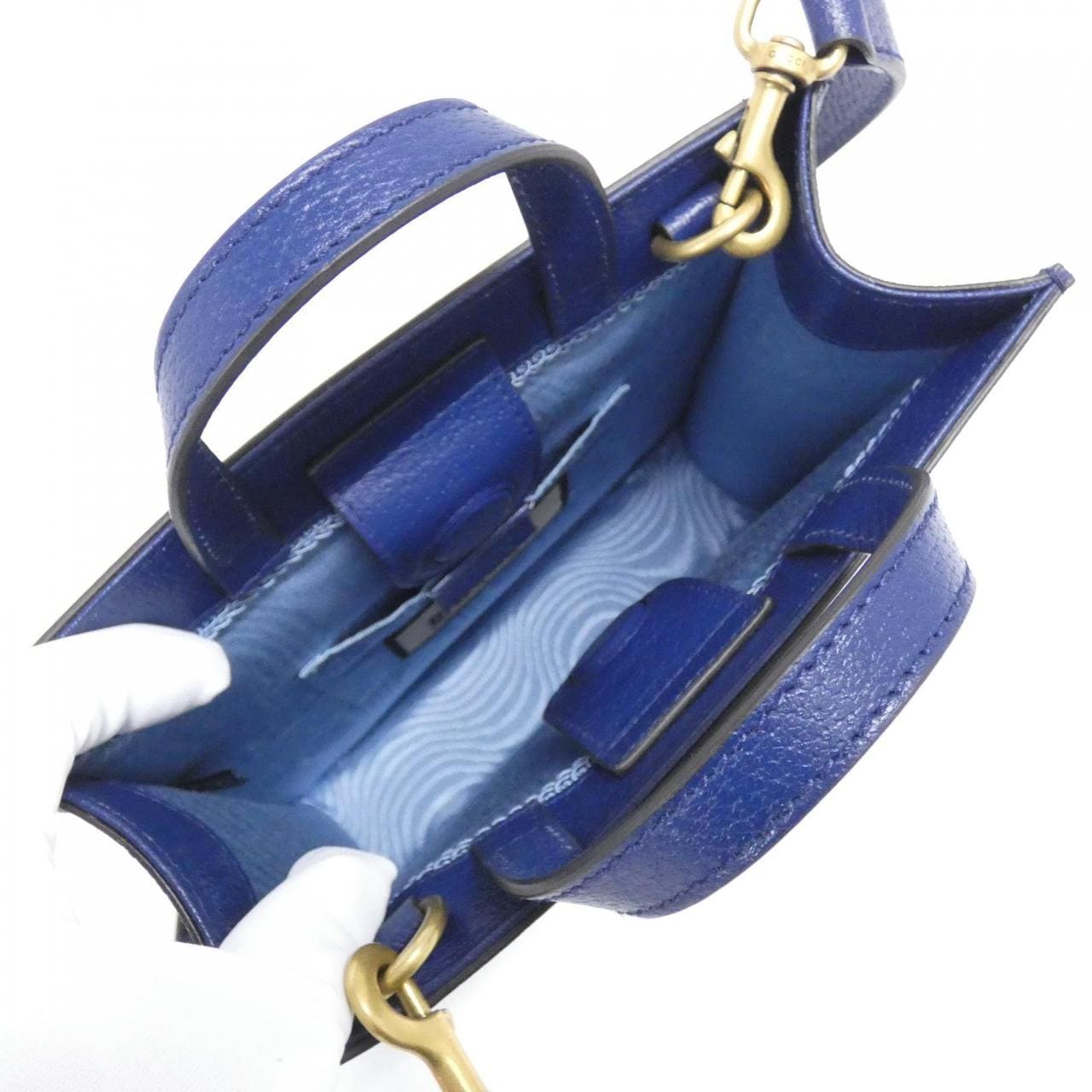 GUCCI 513909 Bag Leather 深藍色 皮革 中古品A - 縮圖 7