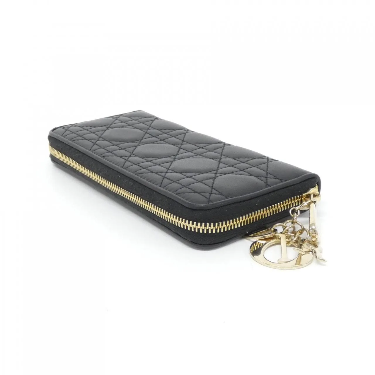 DIOR Lady Dior S0007ONMJ Wallet Lambskin 黑色 羊皮 中古品A - 縮圖 3