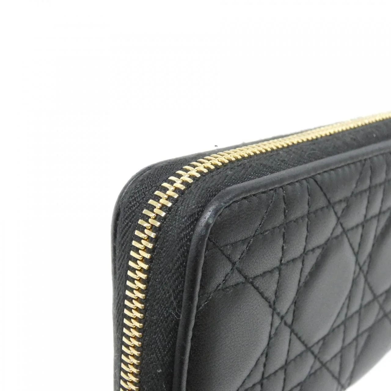 DIOR Lady Dior S0007ONMJ Wallet Lambskin 黑色 羊皮 中古品A - 縮圖 4